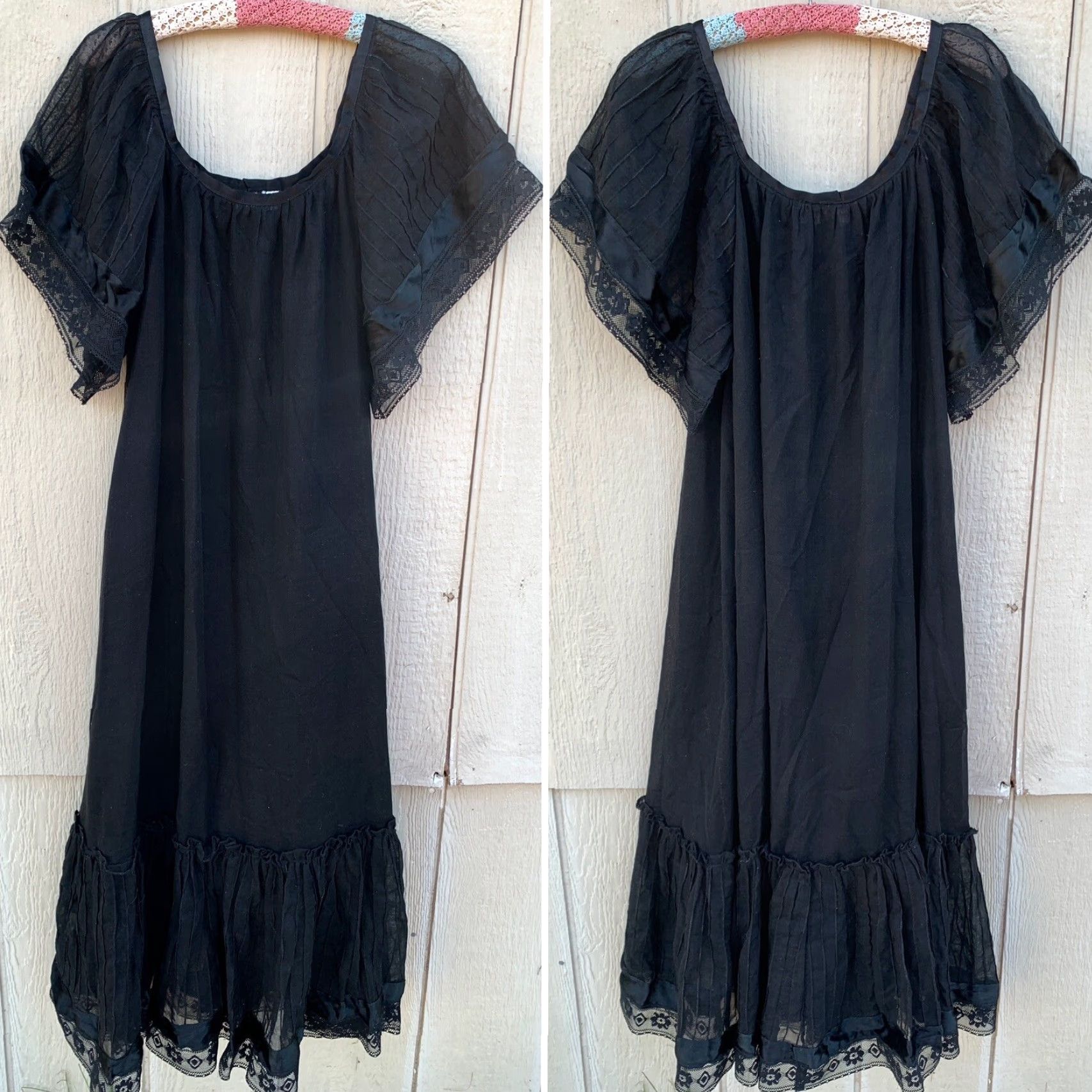Vintage VINTAGE Made In Mexico Black Cotton Peasant Hippie Chic Dress M Womens Size M / US 6-8 / IT 42-44 - 2 Thumbnail