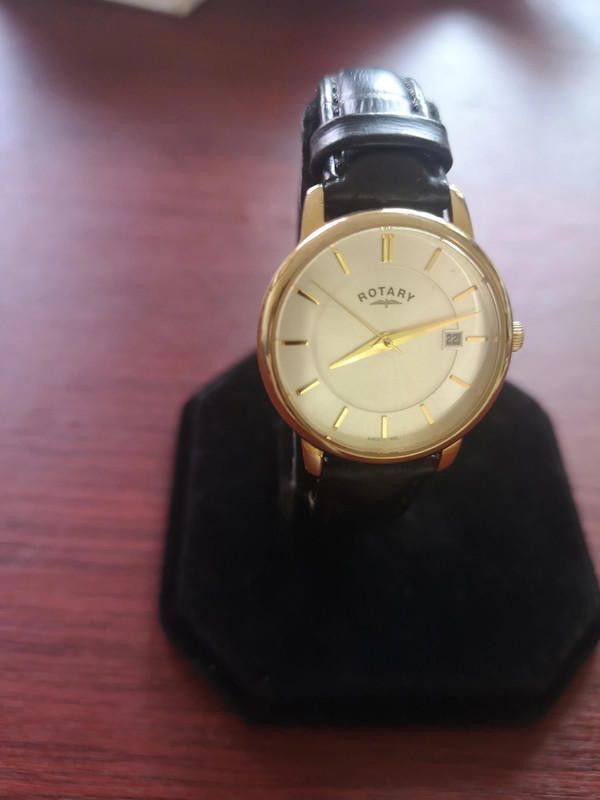 Designer Rotary gold dial black leather strap watch Size ONE SIZE - 12 Thumbnail