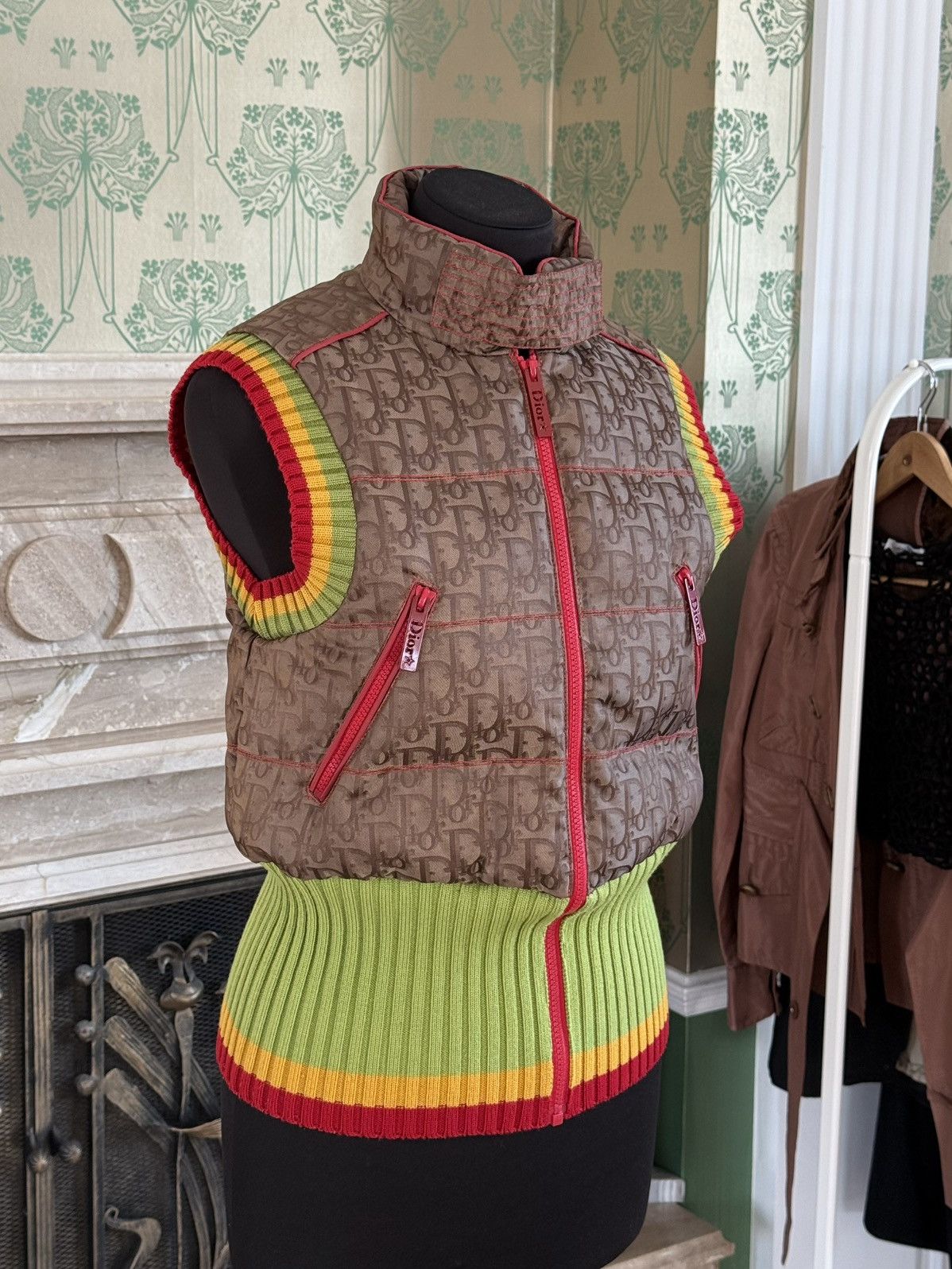 Dior Dior by Galliano Fall 2004 Rasta Diorissimo Logo Puffer Vest Size M / US 6-8 / IT 42-44 - 1 Thumbnail