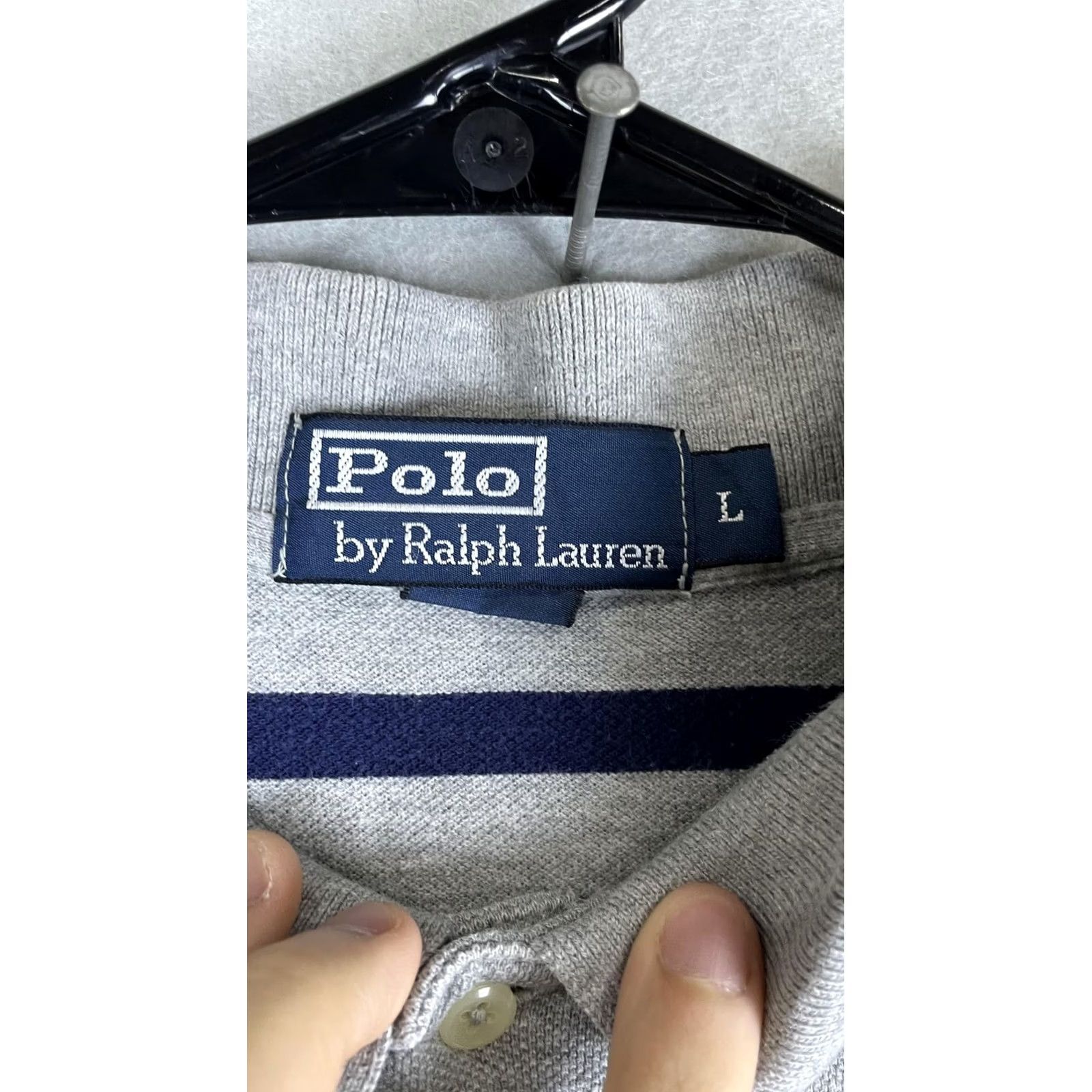 Polo Ralph Lauren Polo Ralph Lauren Polo Shirt Mens L Gray Stripe Knit Short Sleeve Embroidered Logo Pony Size US L / EU 52-54 / 3 - 3 Thumbnail