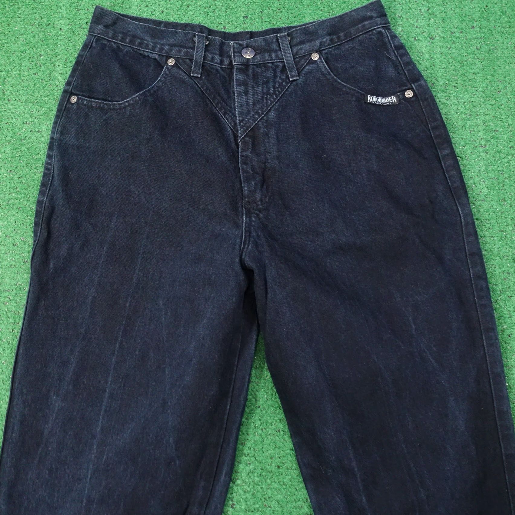 Denime VINTAGE ROUGHRIDER WESTERN DENIM JEANS Womens Plus Size 16 Blue Dark Wash 36" Inseam USA Made Size 38" / US 16 / IT 52 - 2 Thumbnail