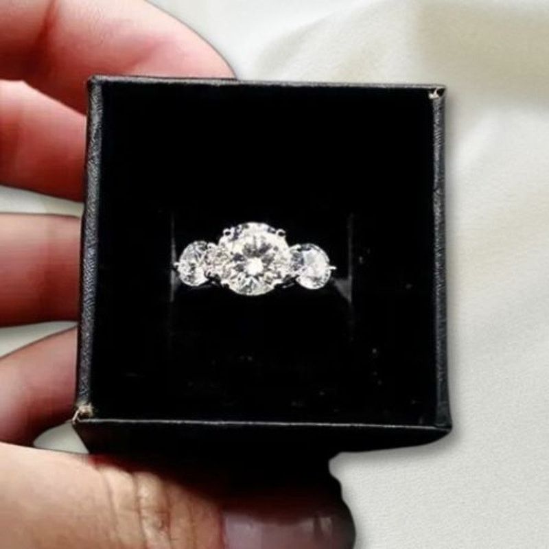 Other 2 CT Moissanite Three-Stone Engagement Ring 925 6 Size ONE SIZE - 2 Thumbnail