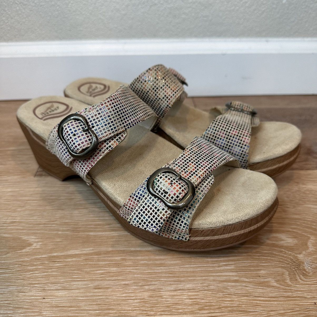 NWOT Dansko Sophie Colorful Metallic Double Strap Sandals