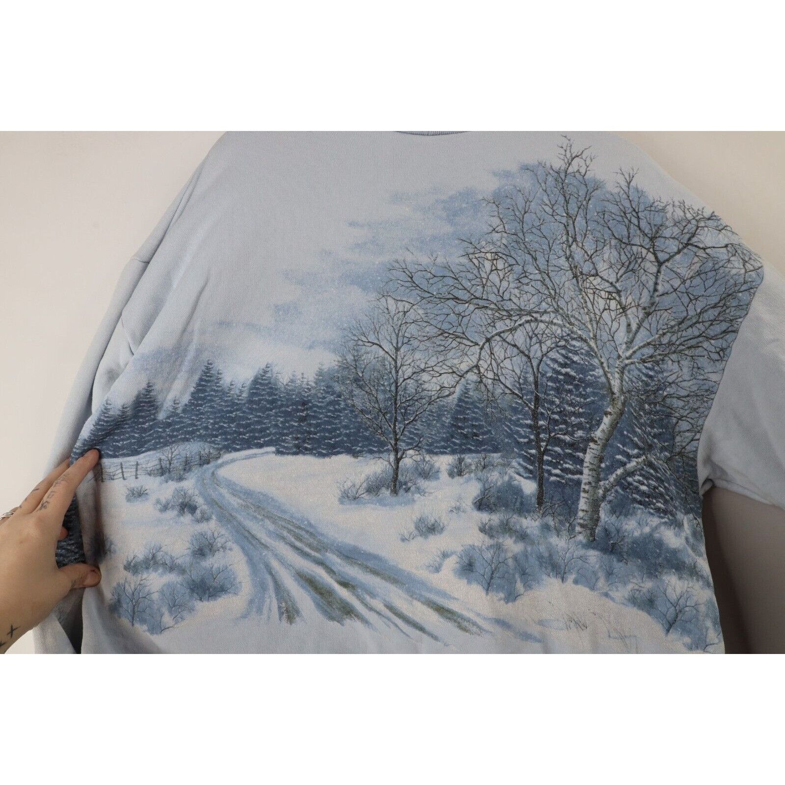Vintage Vintage 90s Christmas Farmhouse All Over Print Sweatshirt Size L / US 10 / IT 46 - 18 Thumbnail
