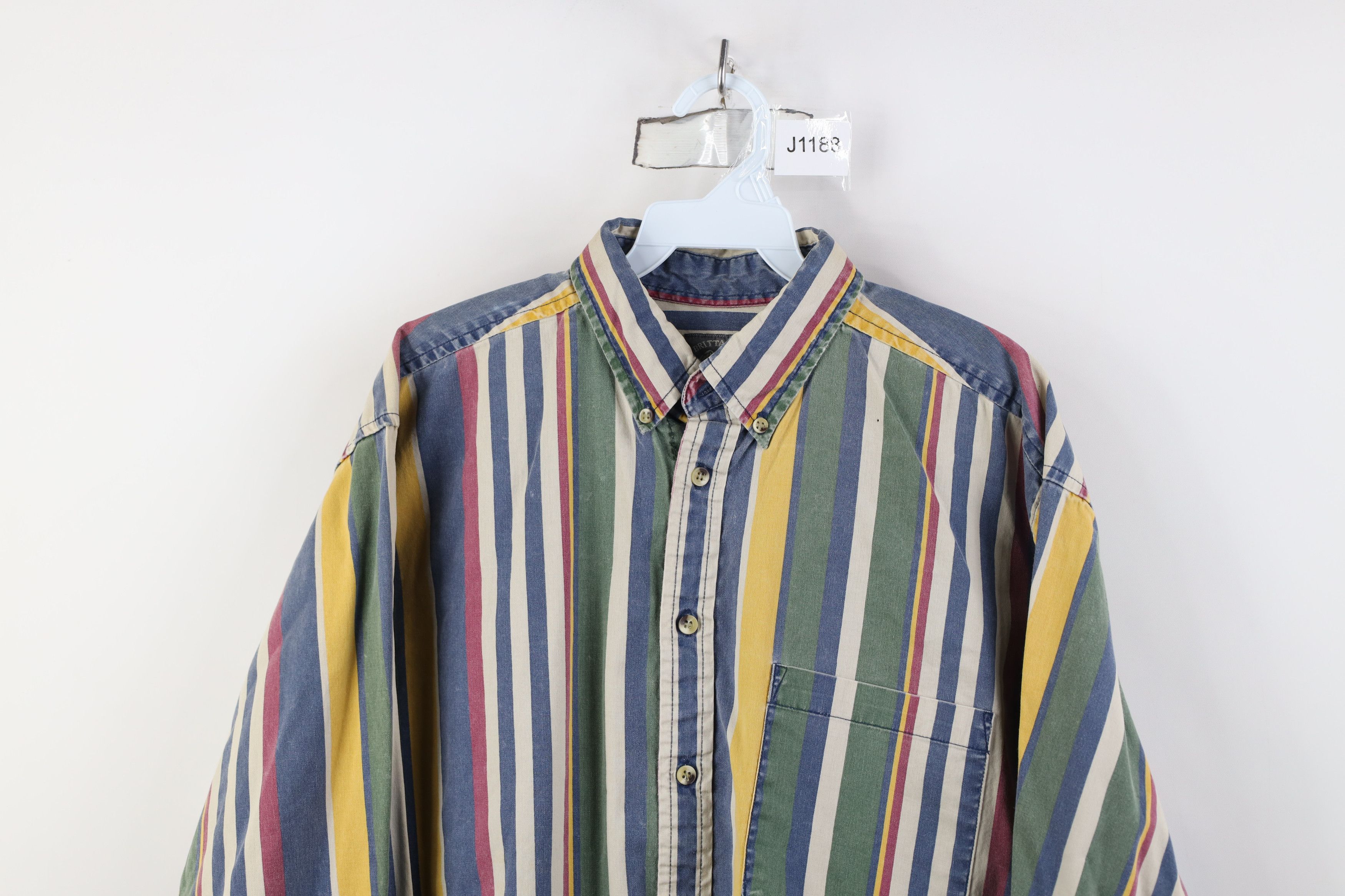 Vintage Vintage 90s Streetwear Rainbow Striped Button Down Shirt Size US M / EU 48-50 / 2 - 2 Thumbnail