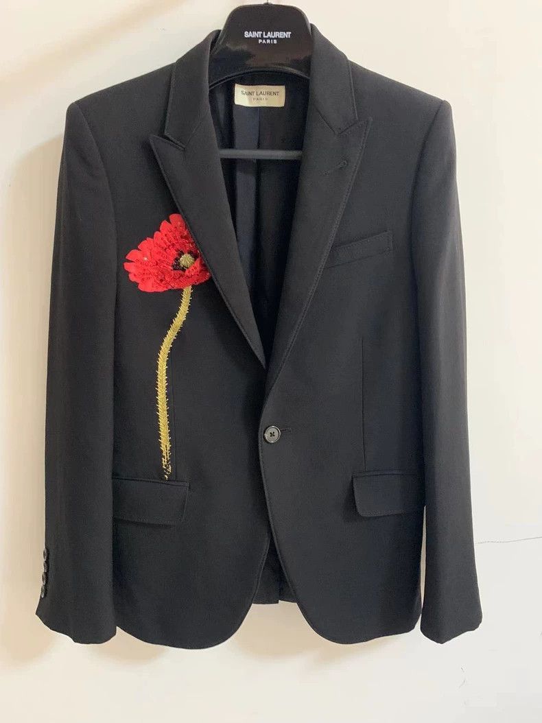 Saint Laurent Paris Saint Laurent Paris Saint Laurent Black Suit with Floral D Size US M / EU 48-50 / 2 - 1 Thumbnail