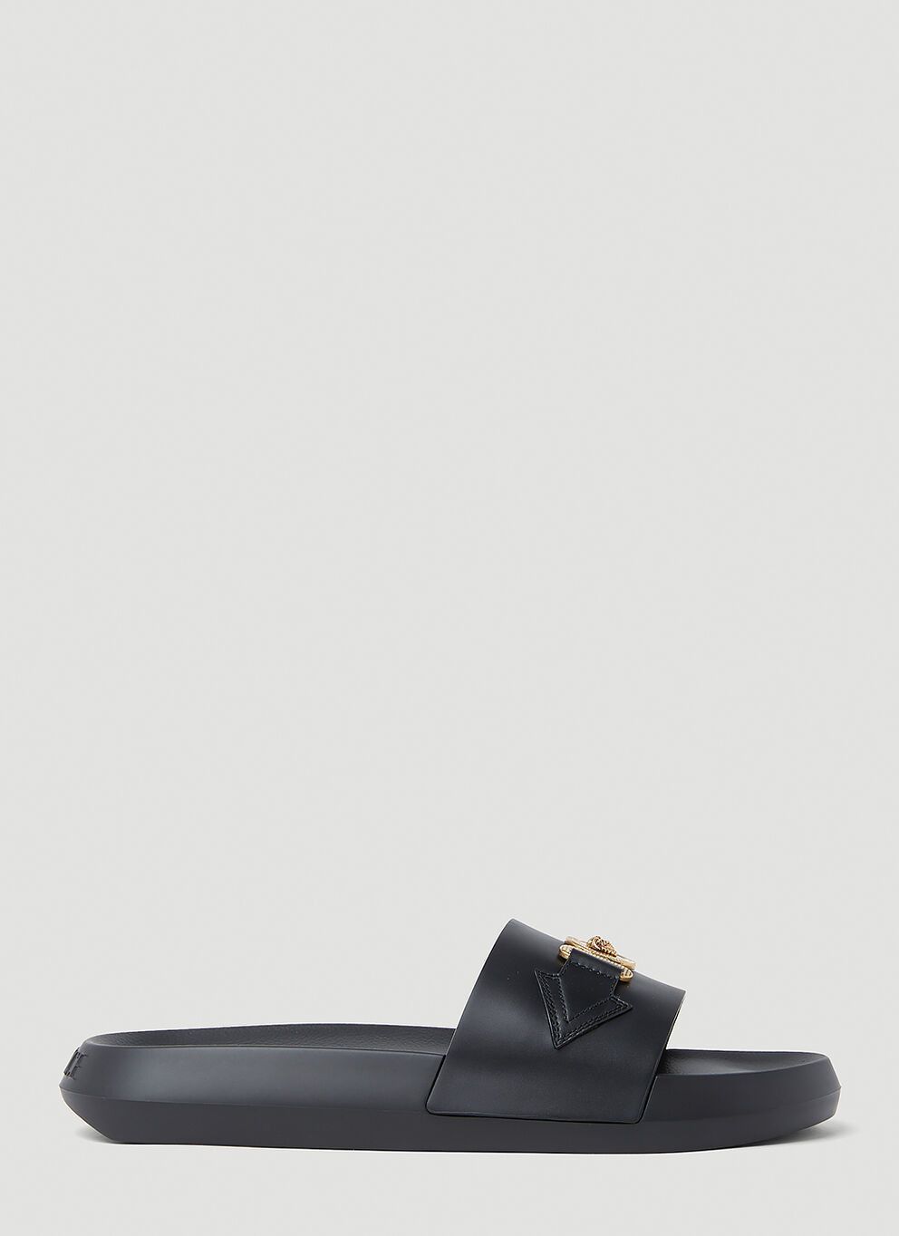 image of Versace Medusa Open Toe Slides in Black, Women's (Size 10)