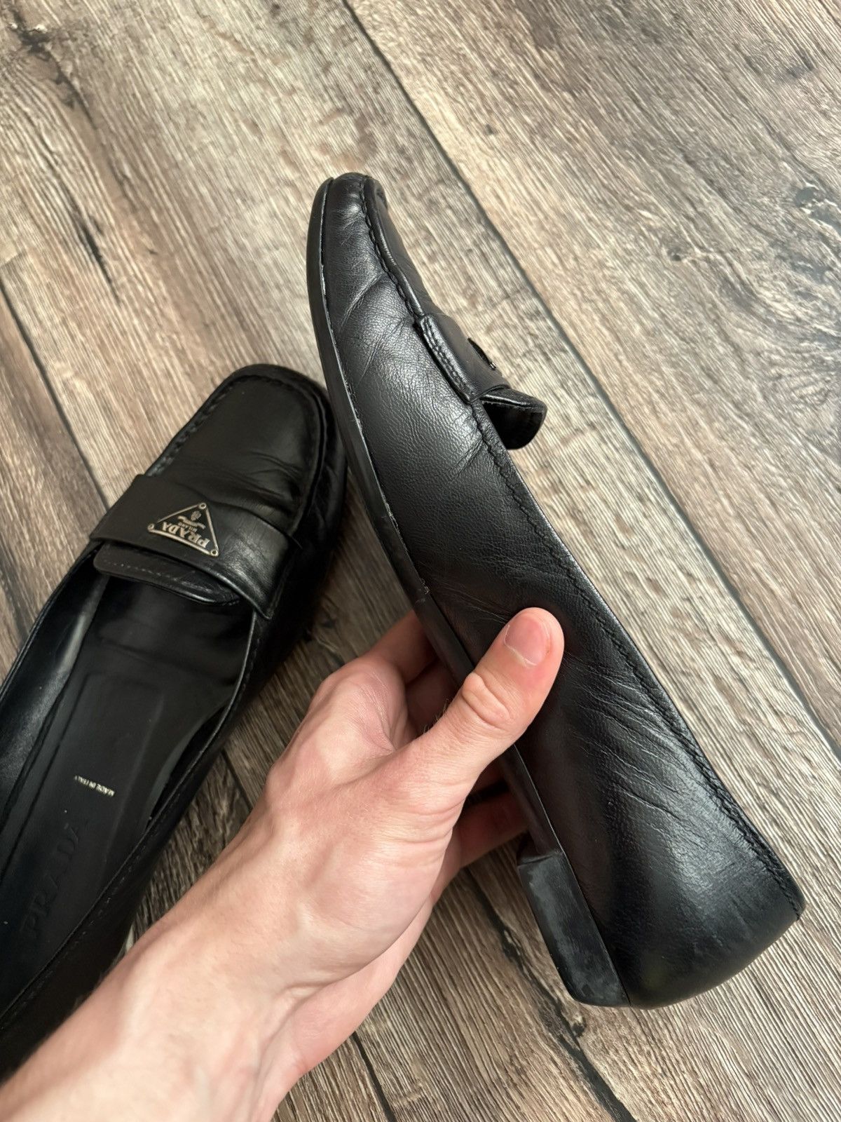 Prada Prada Black Leather Flat Shoes Women’s Square Toe Loafers Size US 9.5 / IT 39.5 - 12 Thumbnail