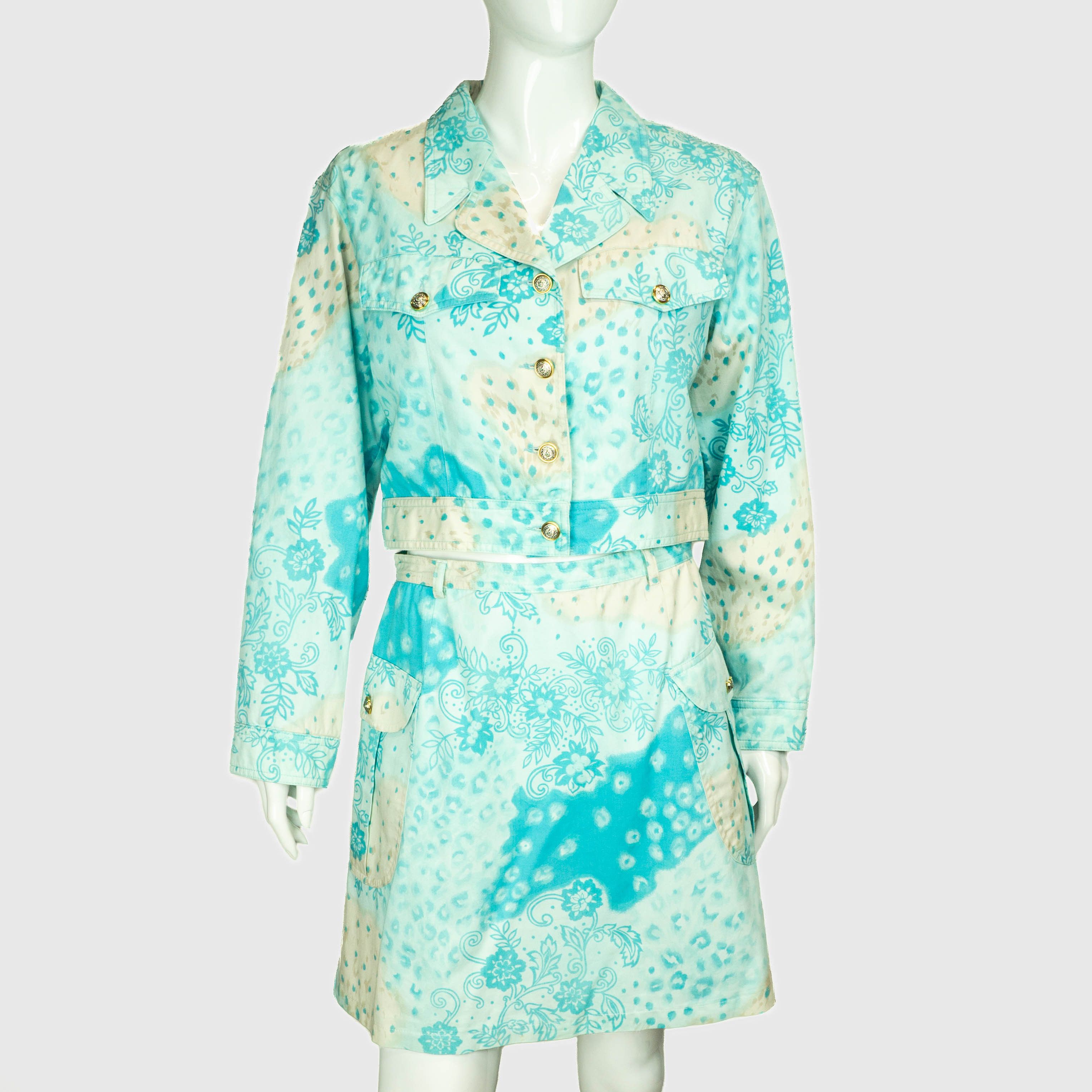 Versace × Versus VERSUS Gianni Versace Blue Set Blazer Skirt Vintage 90s 00s Size M / US 6-8 / IT 42-44 - 1 Thumbnail