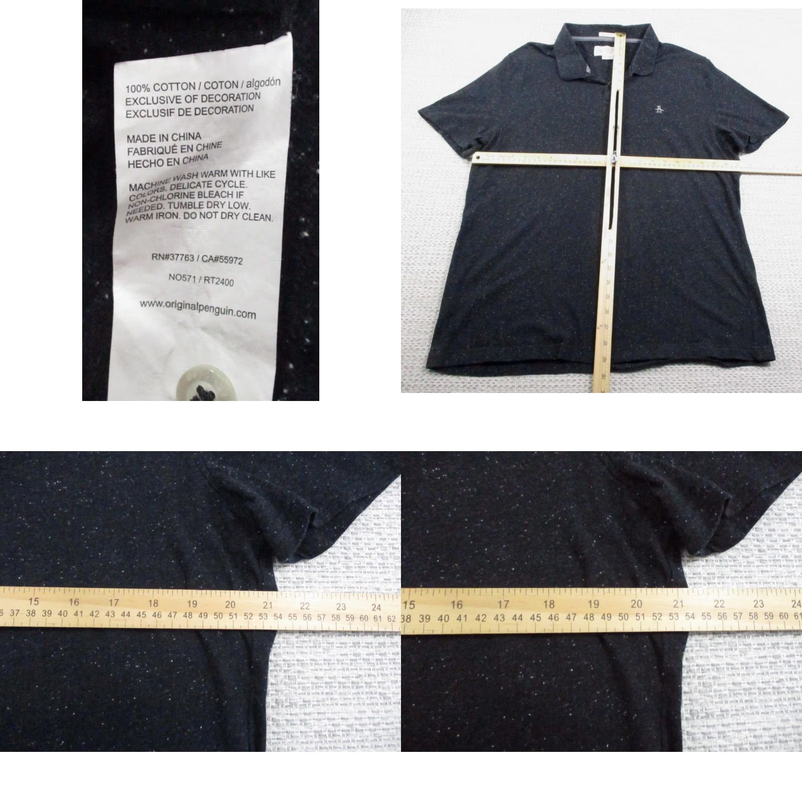 Original Penguin Original Penguin Shirt Mens XXL Polo Black Heritage Slim Fit Speckled Casual Size US XXL / EU 58 / 5 - 8 Thumbnail