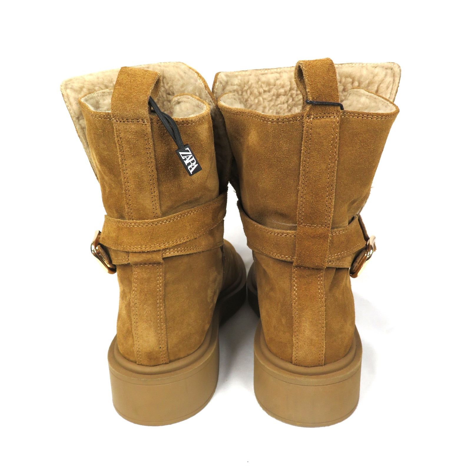 Zara ZARAan Genuine Suede Harness Ankle Boots Faux Fur Lining Size US 9 / IT 39 - 9 Thumbnail