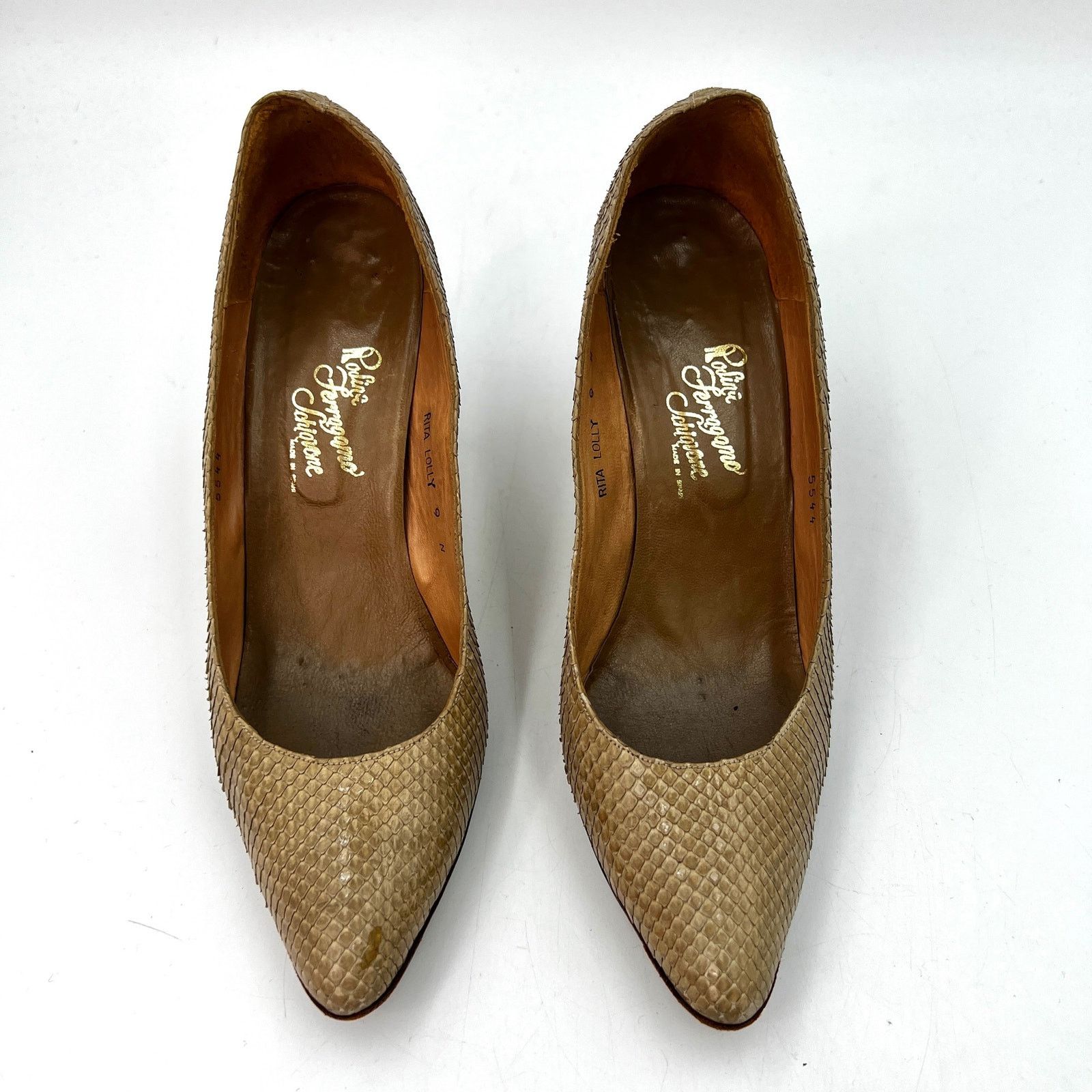 Vintage Rosina Ferragamo Schiavone Snake Leather Heels Size US 9 / IT 39 - 10 Thumbnail