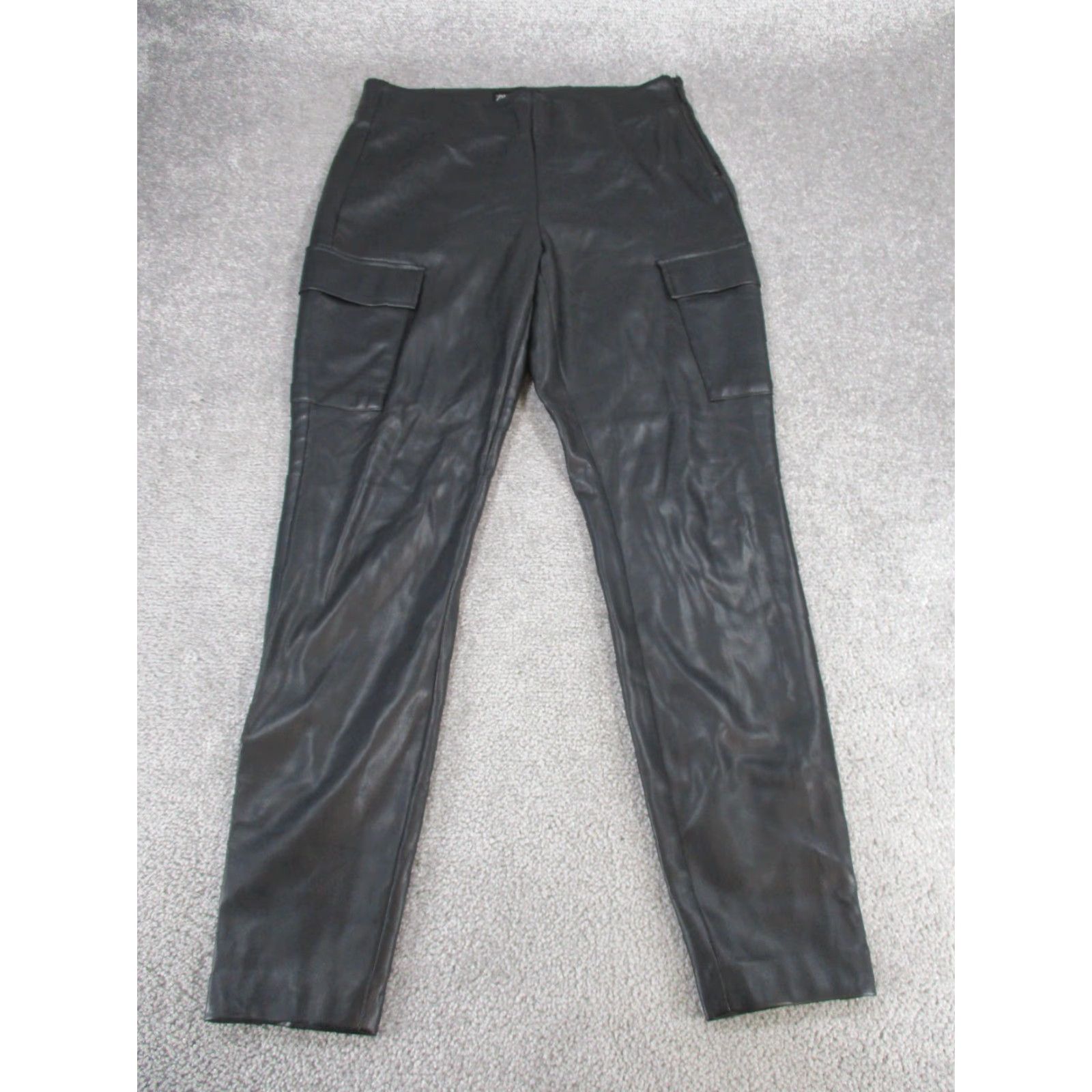 Zara Zara Leggings Women's Medium Black Faux Leather Cargo Side Zip Pants Skinny Cargo Zip Black M Women Size 32" / US 10 / IT 46 - 2 Thumbnail