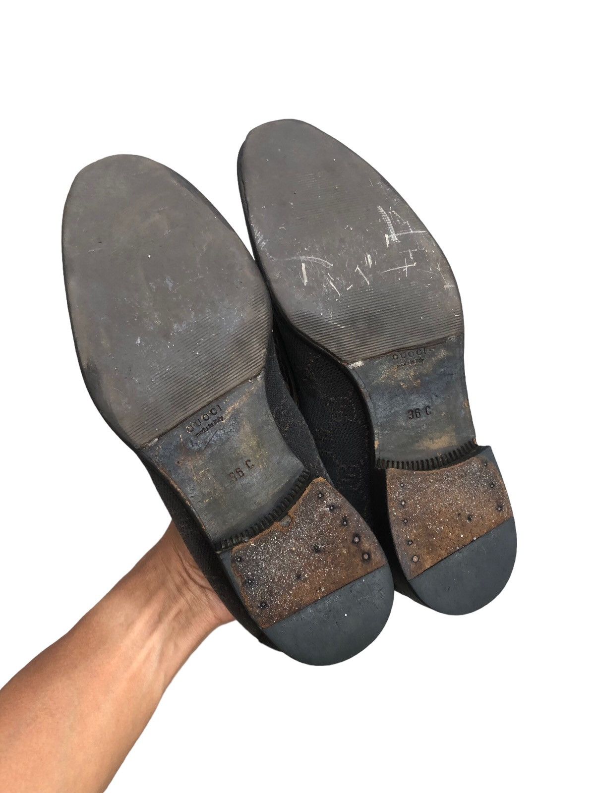 🔥 GUCCI Denim GG Vintage Monogram Loafers Dress Shoes Black