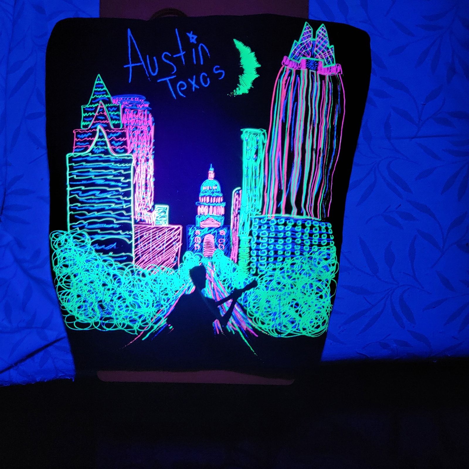 Gildan Austin Texas Unisex Tee (Gildan) Blacklight Design - Large Size US L / EU 52-54 / 3 - 3 Thumbnail