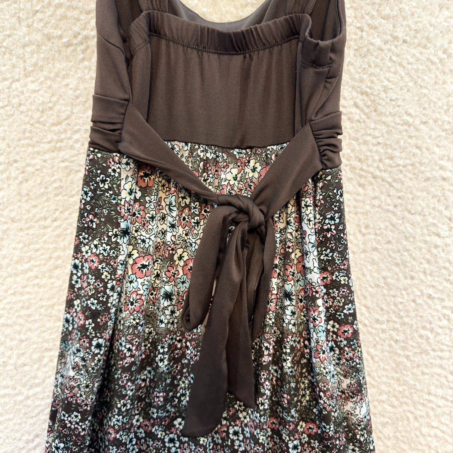 Vintage VINTAGE Maurices Maxi Dress XS Brown Ditsy Floral Bohemian Slinky Stretch Boho Bohemian Women Girls Mens Size XS / US 0-2 / IT 36-38 - 4 Thumbnail