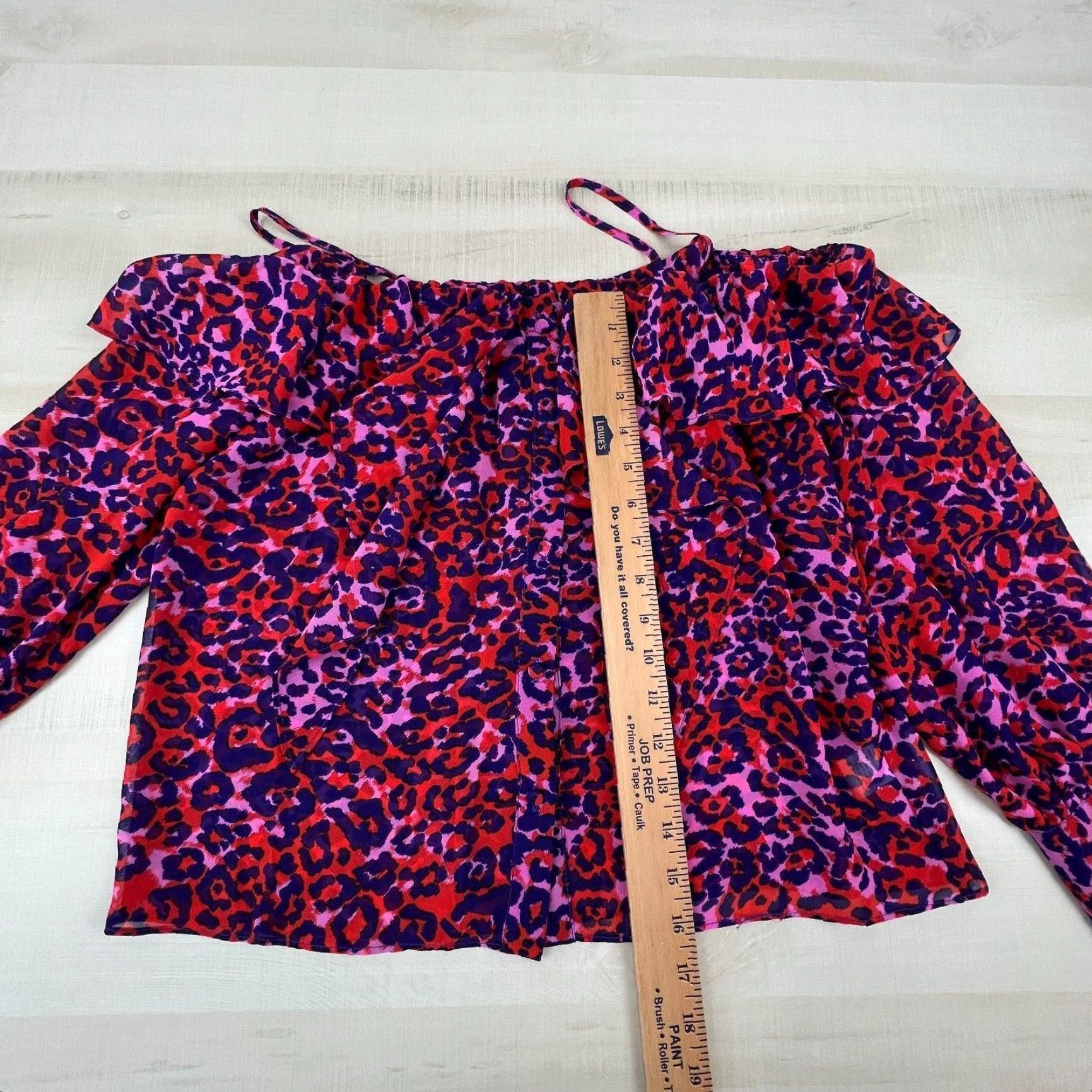 Vintage Signature8 Leopard Print Off Shoulder Semi Sheer Womens Blouse Small Purple Size S / US 4 / IT 40 - 6 Thumbnail