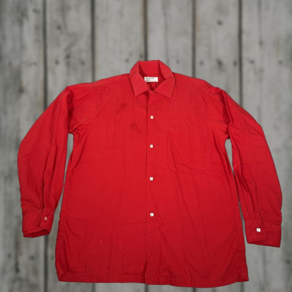 Arrow VINTAGE Arrow Shirt Mens Medium Red 50s Sanforized Cotton Unicorn Embroidered Pockets 1950s Button-Up Collared Size US M / EU 48-50 / 2 - 1 Thumbnail