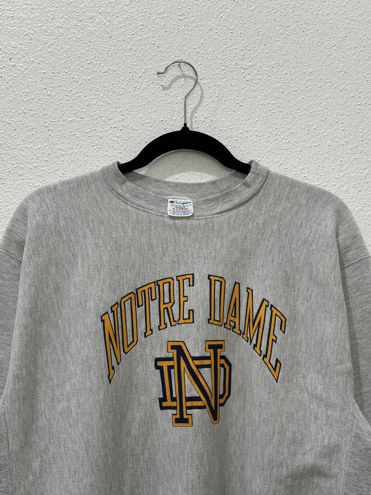 Champion Vintage 80s Champion Reverse Weave NotreDame Crewneck USA XL Size US XL / EU 56 / 4 - 2 Thumbnail