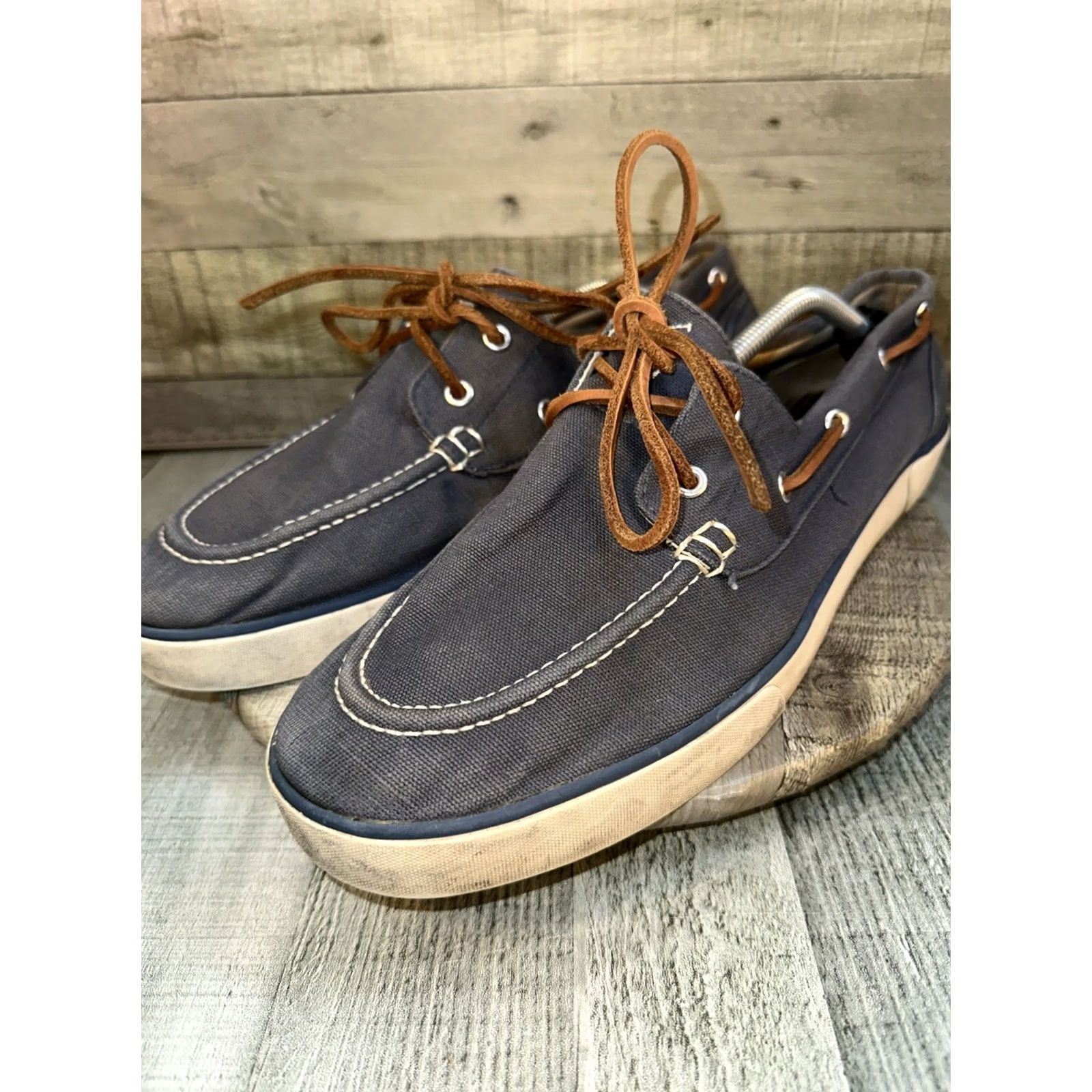 Ralph Lauren Polo Ralph Lauren Boat Shoes Men’s 13D Navy Canvas Leather Lace Loafers Size US L / EU 52-54 / 3 - 3 Thumbnail