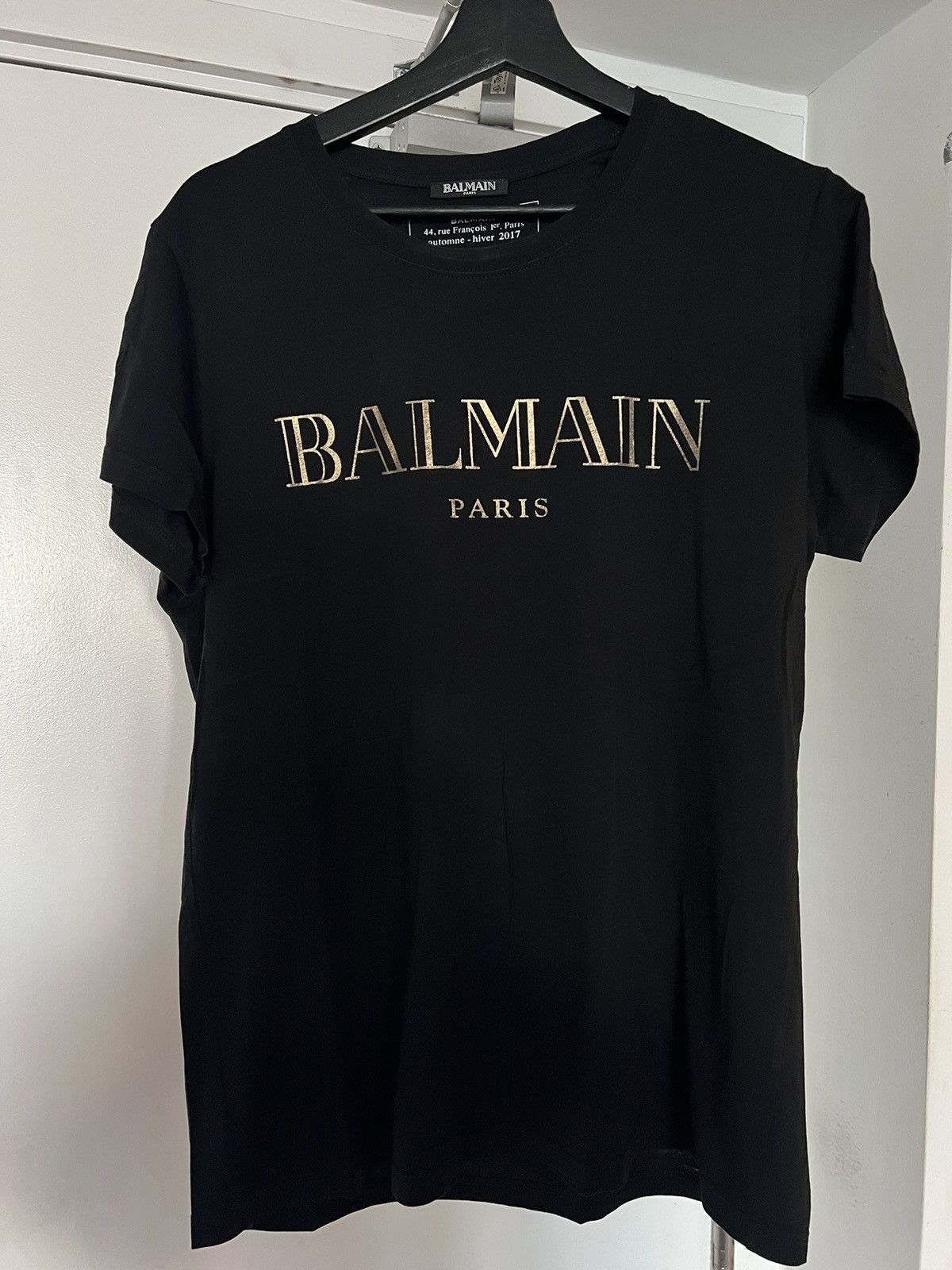 image of Mint/like New Balmain Tee in Black/Gold, Men's (Size Medium)