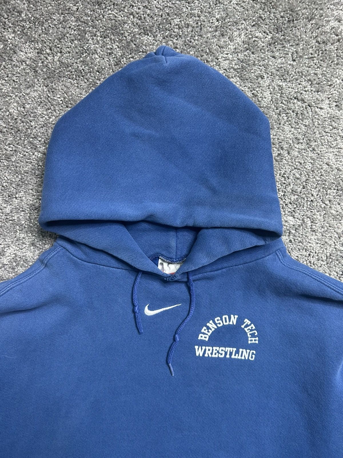 Nike × Vintage Vintage 90s Nike Center Swoosh Hoodie Made in USA Wrestling Size US XL / EU 56 / 4 - 4 Thumbnail