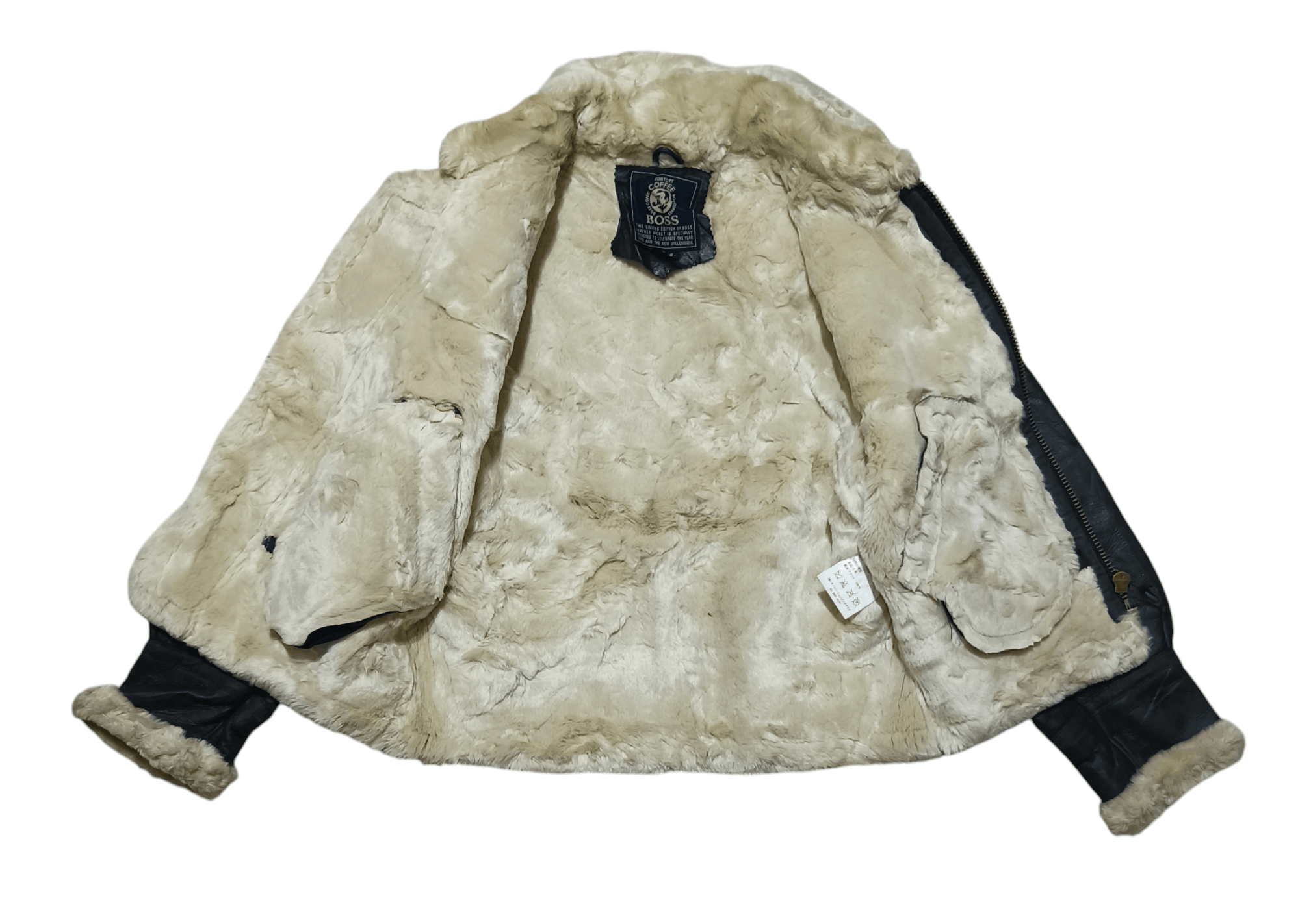 Japanese Brand Vintage Suntory Boss Coffee Shearling Leather Jacket Size US S / EU 44-46 / 1 - 5 Thumbnail