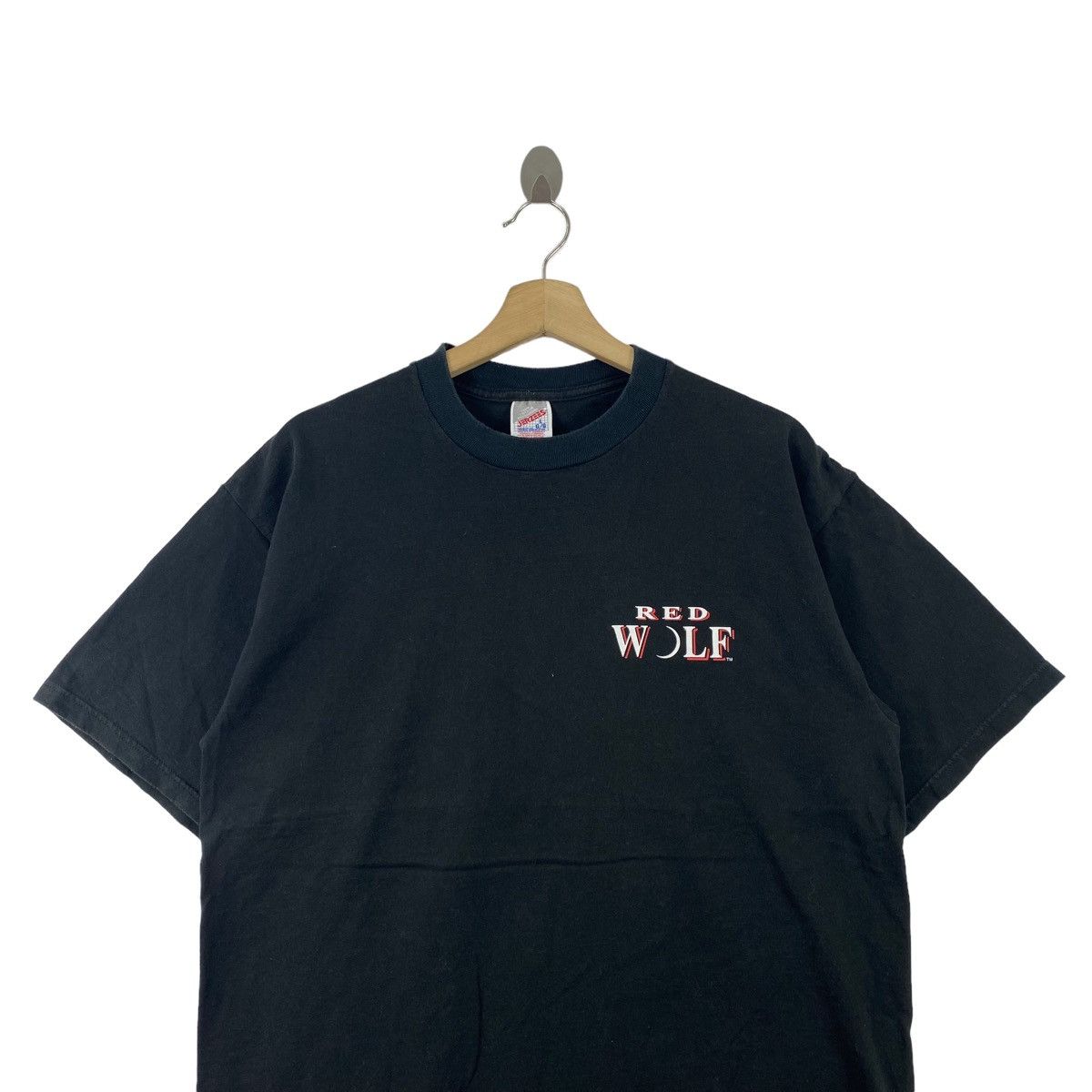 Jerzees × Vintage Vintage 90s RED WOLF Print Jerzees Black Short Sleeve Shirt Size US L / EU 52-54 / 3 - 4 Thumbnail