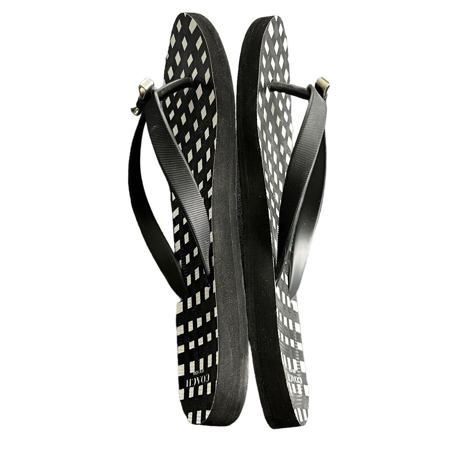 Coach Coach Amel Sandals Flip Flops Black White Silver Bow 7-8 Size US 7.5 / IT 37.5 - 6 Thumbnail