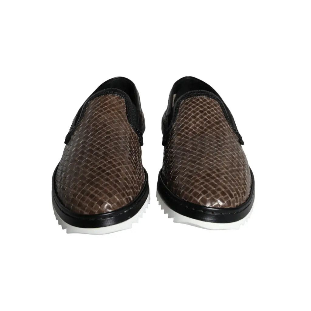 Dolce & Gabbana o1y0125 Leather Logo Loafers in Black/Brown Size US 6 / EU 39 - 5 Thumbnail