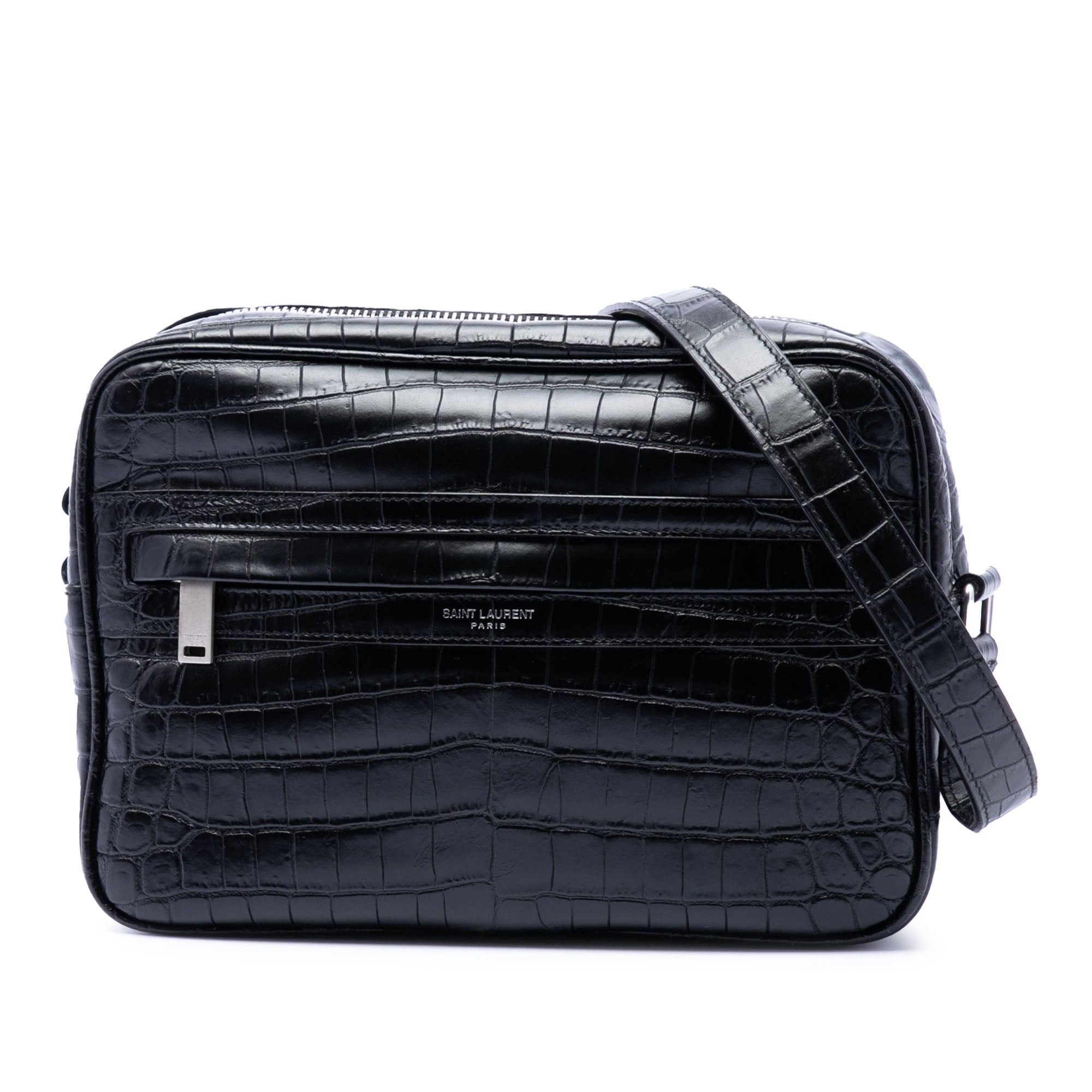 Saint Laurent Paris Crocodile Embossed Leather Camp Camera Bag Size ONE SIZE - 1 Thumbnail