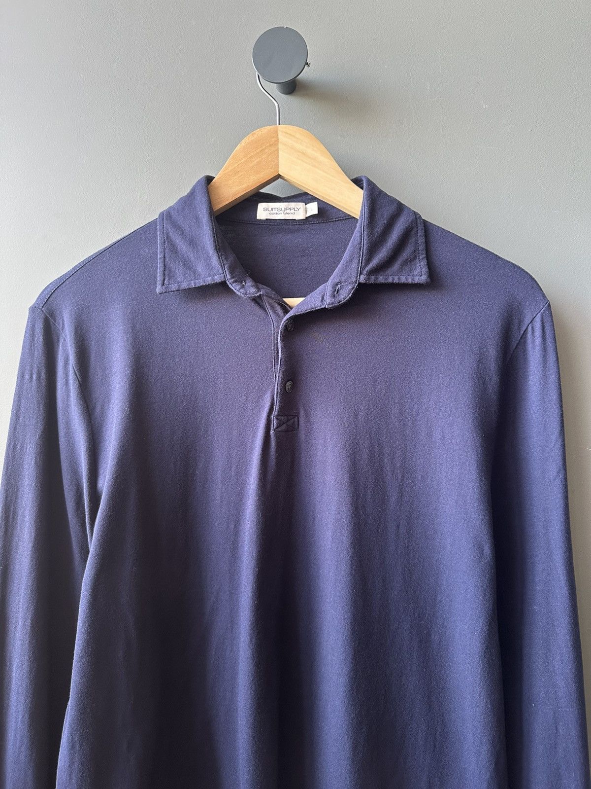 Suitsupply Suitsupply Cotton Blend Collar Navy Long Sleeve Size L Size US L / EU 52-54 / 3 - 2 Thumbnail