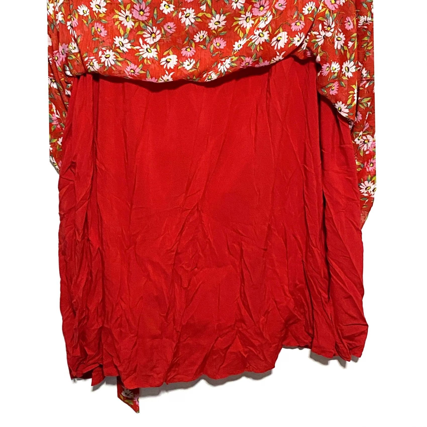 Vintage Draper James Red Floral V Neck Midi Dress 3X Tiered Belted Ruffles Feminine Chic Dress Size XXL / US 16-18 / IT 52-54 - 7 Thumbnail