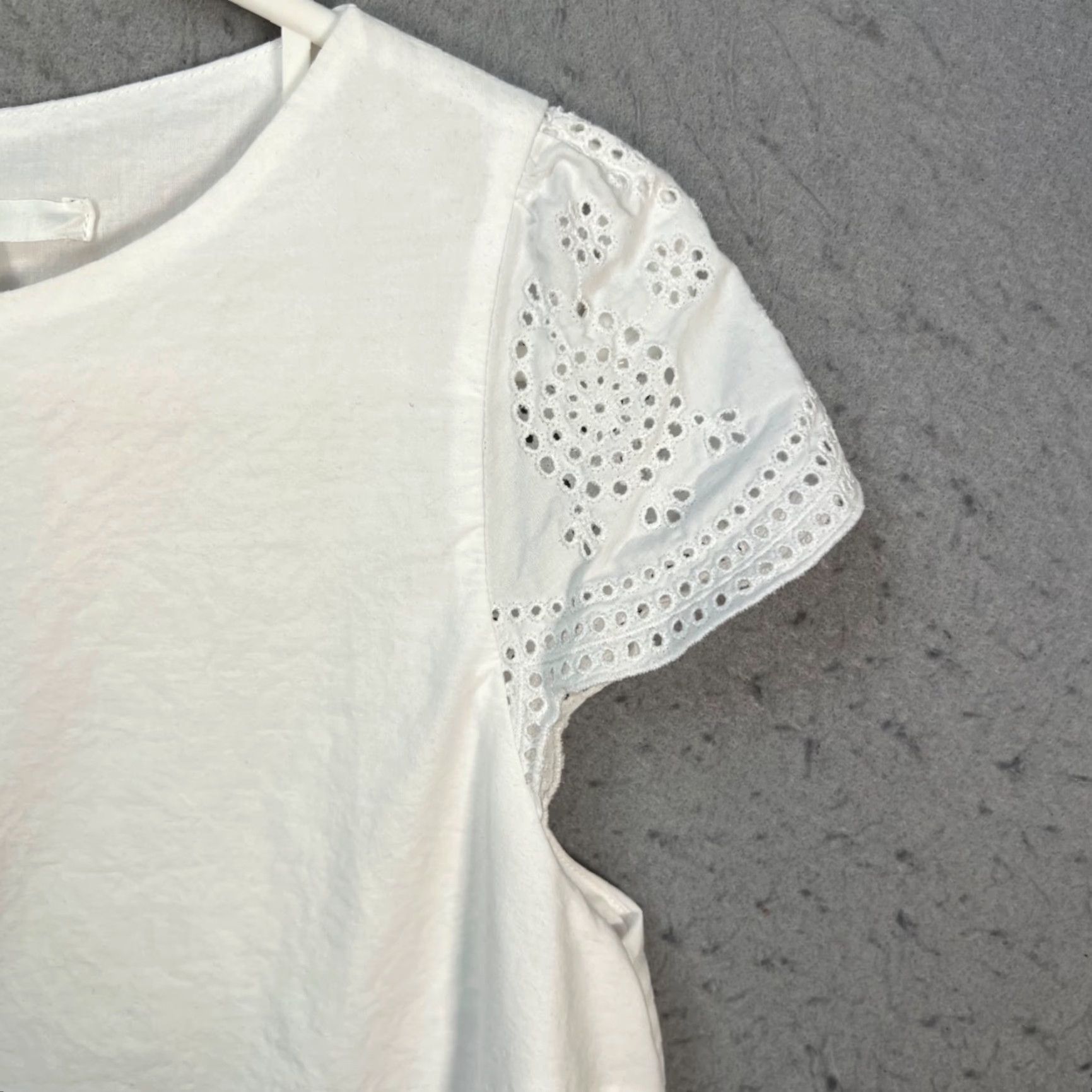 Uniqlo Uniqlo Shirt Womens S Eyelet Cotton Midi Dress White Size S / US 4 / IT 40 - 6 Thumbnail