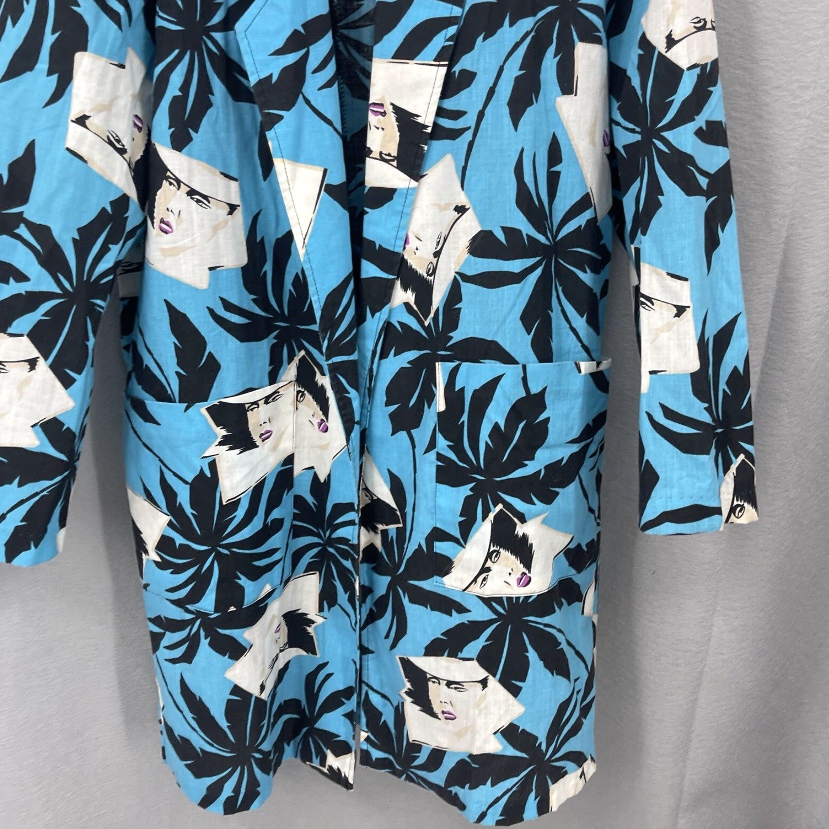 Vintage VINTAGE 90s Kimono Blouse Women Medium Blue Geometric Logo 80s Casual Women's Top Size M / US 6-8 / IT 42-44 - 6 Thumbnail