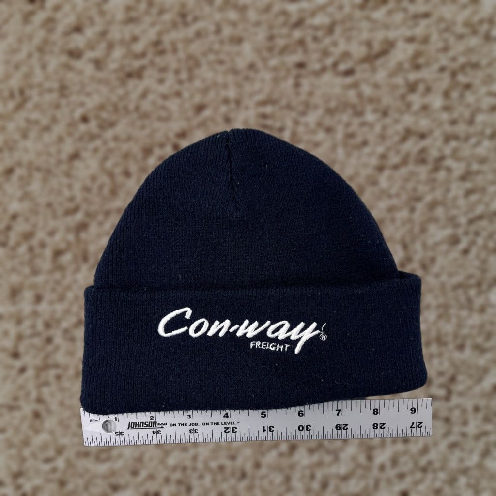 Vintage Beanie Beanie Blue White Knit Acrylic Trucker Hat Trucker Freight Trucking Casual Travel Workwear Adult One Size Men Embroidered Adjustable Size ONE SIZE - 1 Thumbnail