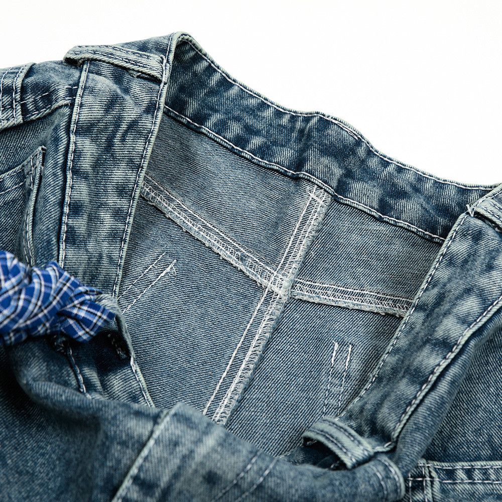 Japanese Brand × Jean Men's plaid lace-up loose punk distressed denim shorts Size US 32 / EU 48 - 7 Thumbnail