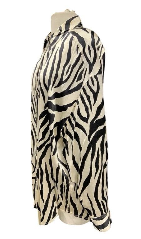Other Vintage Brett Harrison Silk Zebra Print Blouse Black Ivory Size XL / US 12-14 / IT 48-50 - 2 Thumbnail
