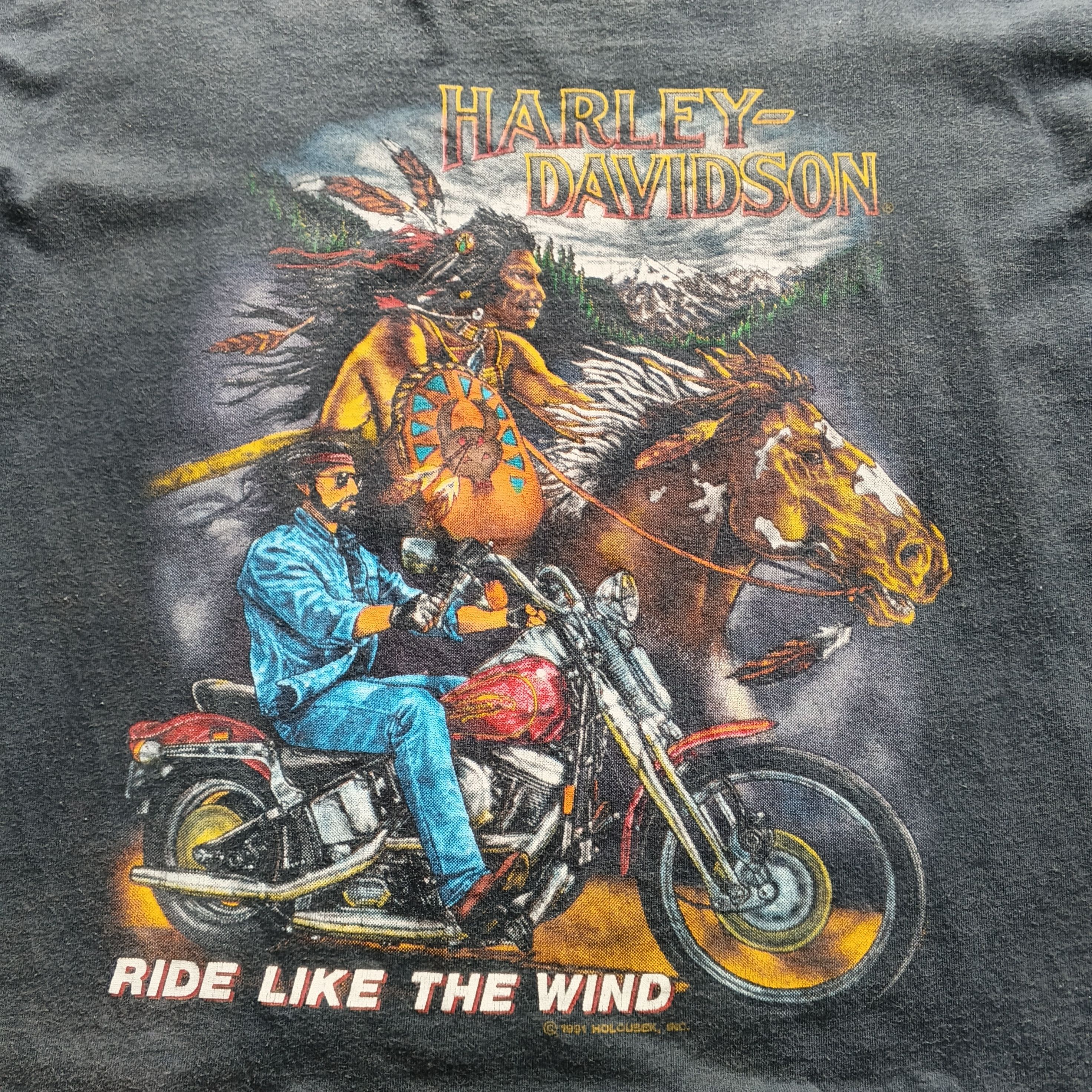 Harley Davidson Vintage 90s Harley Davidson Apache Ride Like The Wind Size US L / EU 52-54 / 3 - 2 Thumbnail