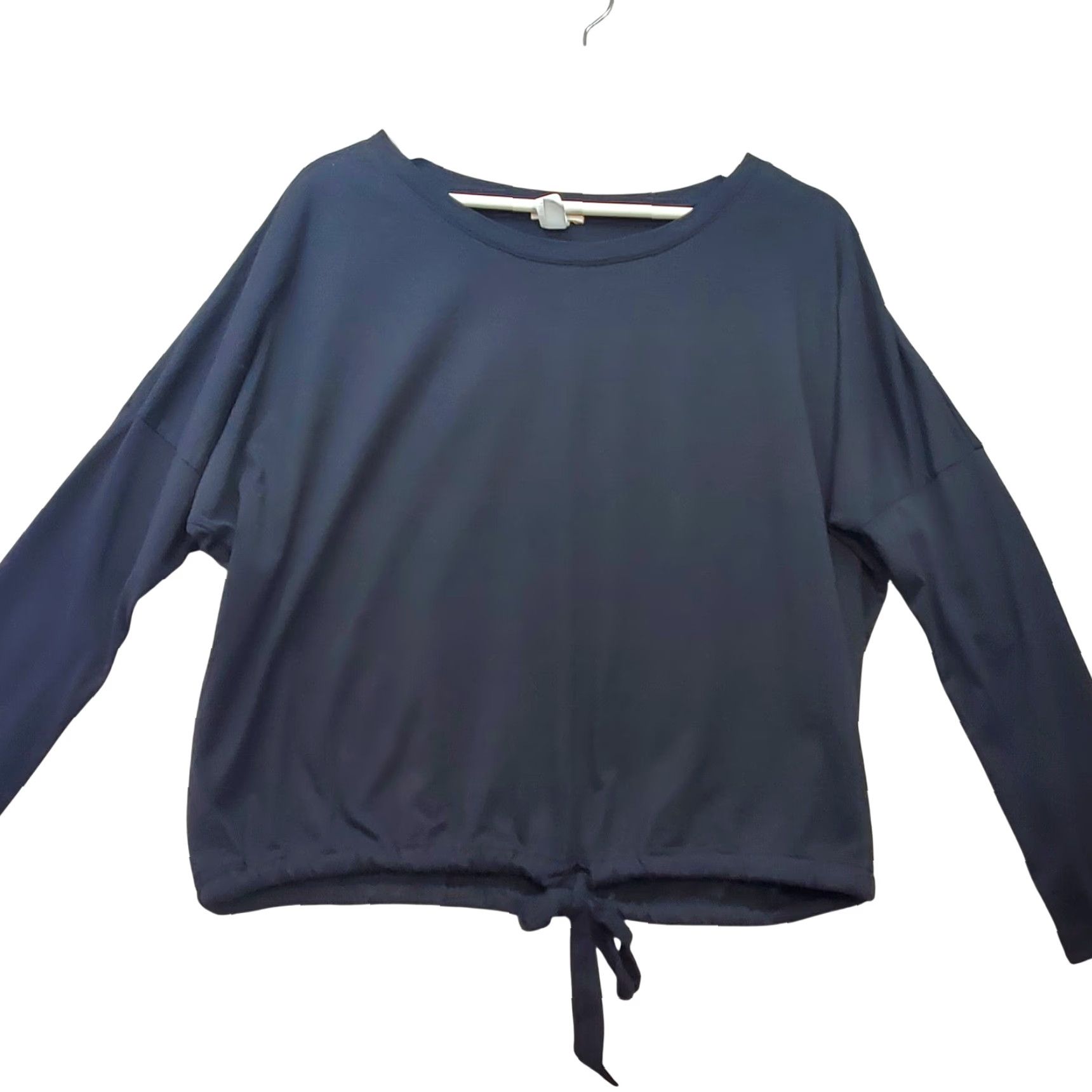Eberjey VINTAGE Eberjey Long Sleeve Top Womens Small Black Tie Hem Drop Shoulder Whimsy Goth Size S / US 4 / IT 40 - 2 Thumbnail