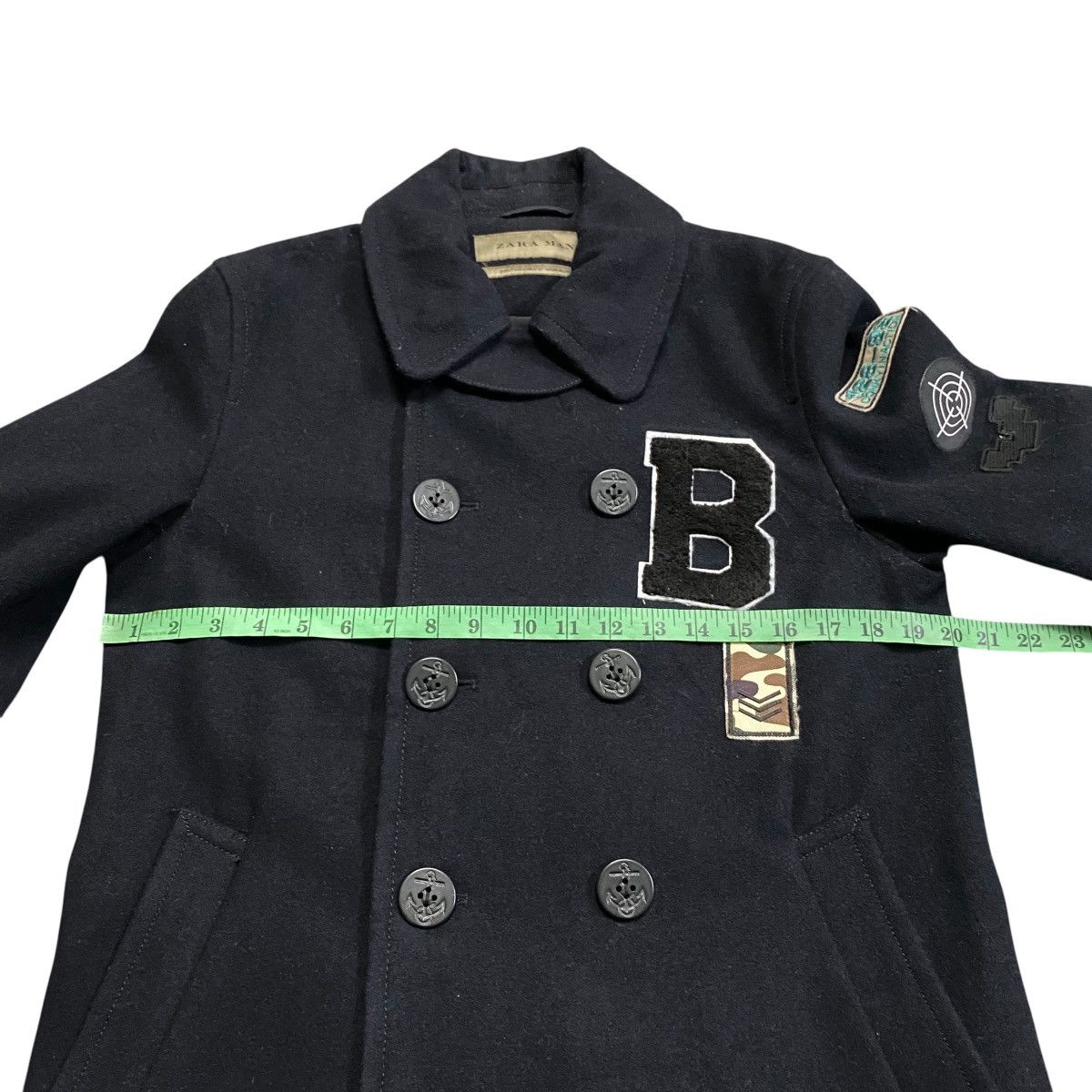 Other × Zara ZARA MAN Wool Heavy Peacoat With Patches S Size Size US S / EU 44-46 / 1 - 11 Thumbnail