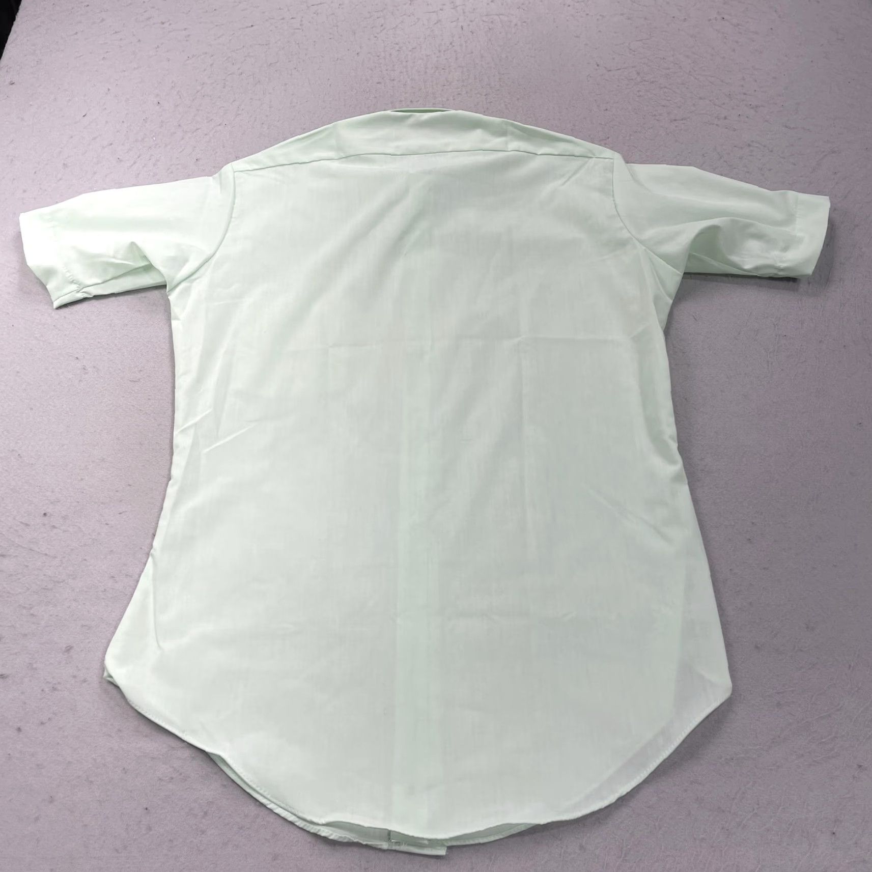 Sears VINTAGE Sears Shirt Mens 15 Green Perma Prest Short Sleeve Dress Hong Kong Size 40R - 6 Thumbnail