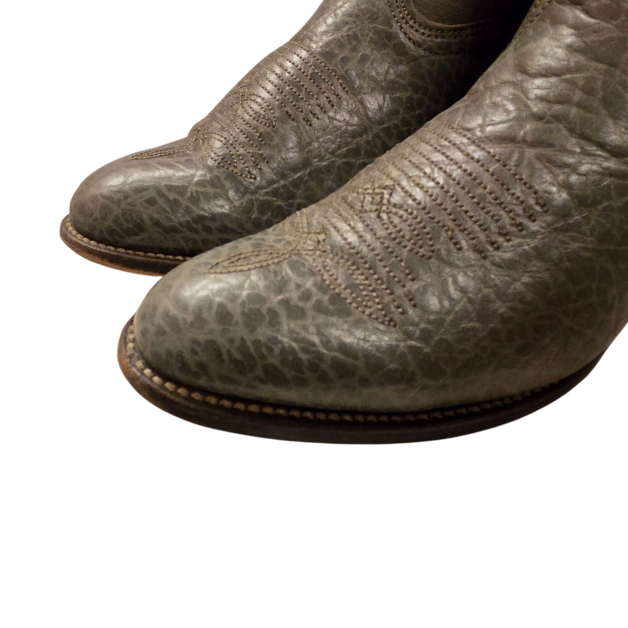 Other Gray Leather Cowboy Boots Vintage Mens 11 B Narrow Width Cou Size US 11 / EU 44 - 4 Thumbnail