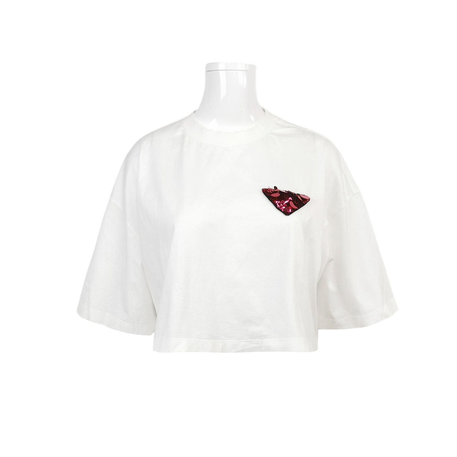 Prada Prada Sequin Triangle Logo T-Shirt Size L Size L / US 10 / IT 46 - 1 Thumbnail