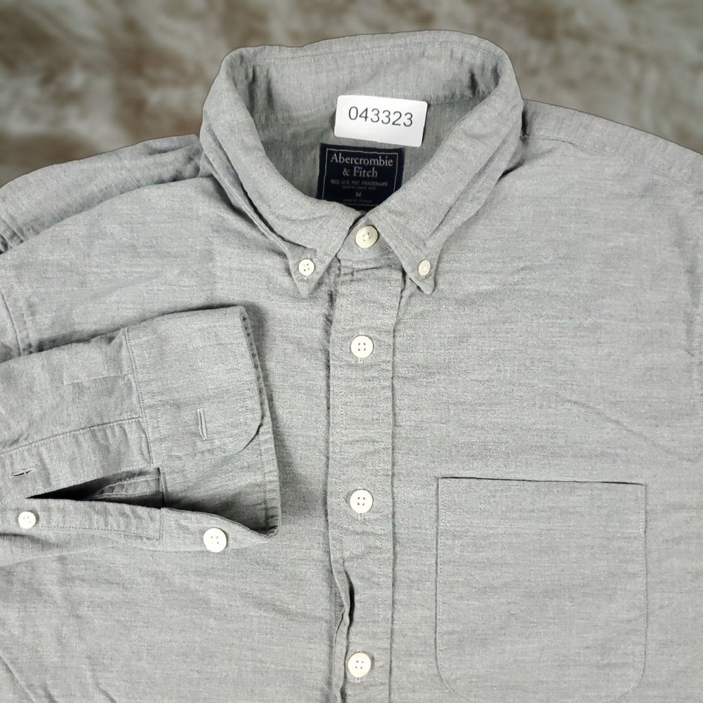 Abercrombie & Fitch Abercrombie & Fitch Shirt Mens Medium Gray Button-Up Long Sleeve Casual Dress Shirt Regular Fit Size US M / EU 48-50 / 2 - 1 Thumbnail