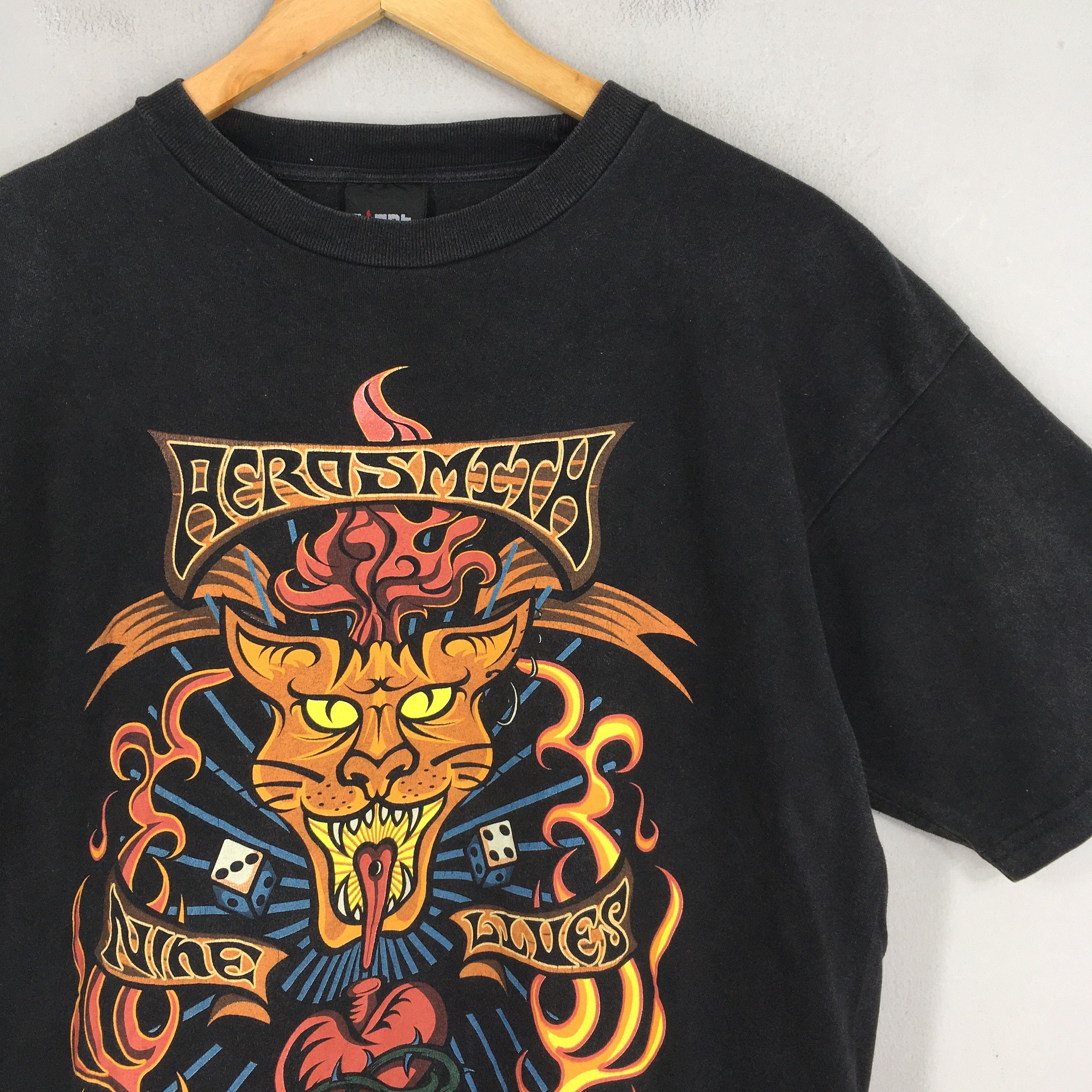 Aerosmith × Band Tees × Vintage 90's Aerosmith Bon Jovi Nine Lives Tour T shirt Large Size US L / EU 52-54 / 3 - 2 Thumbnail