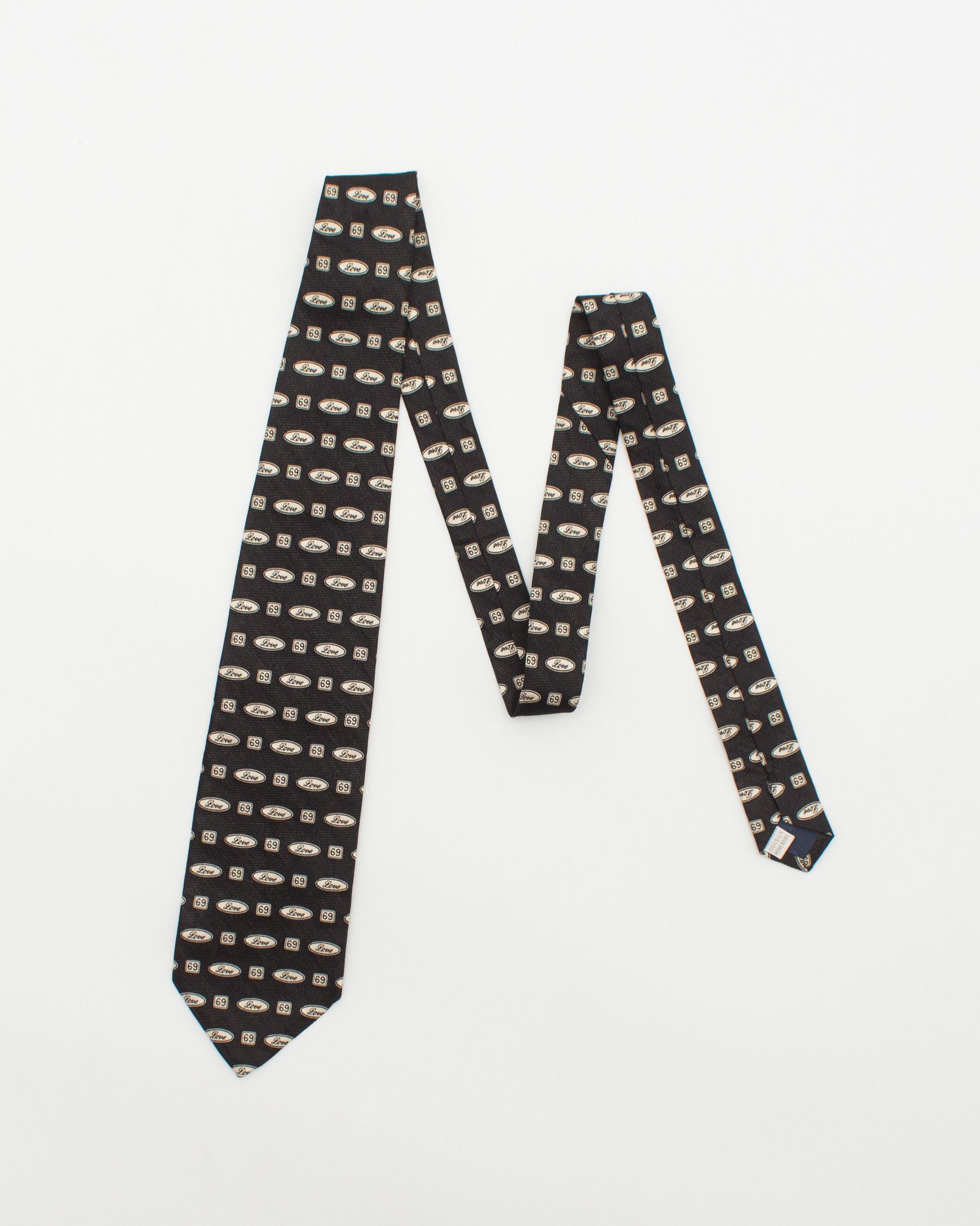 Moschino Vintage Silk Tie Love 69 Pattern Size ONE SIZE - 4 Thumbnail