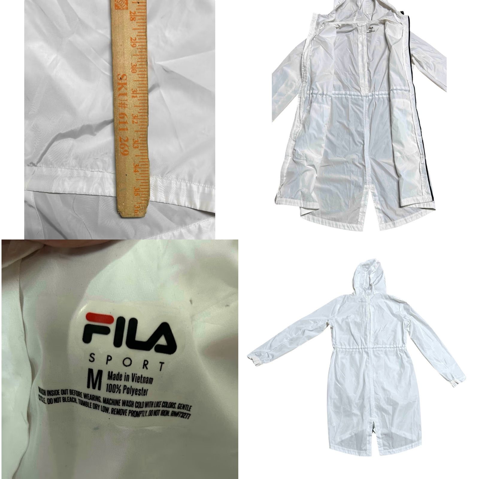 Fila FILA White Water Resistant Trench Coat Woman M Zip Long Casual Workwear Travel Sports Outdoor Shell Polyester Size M / US 6-8 / IT 42-44 - 8 Thumbnail