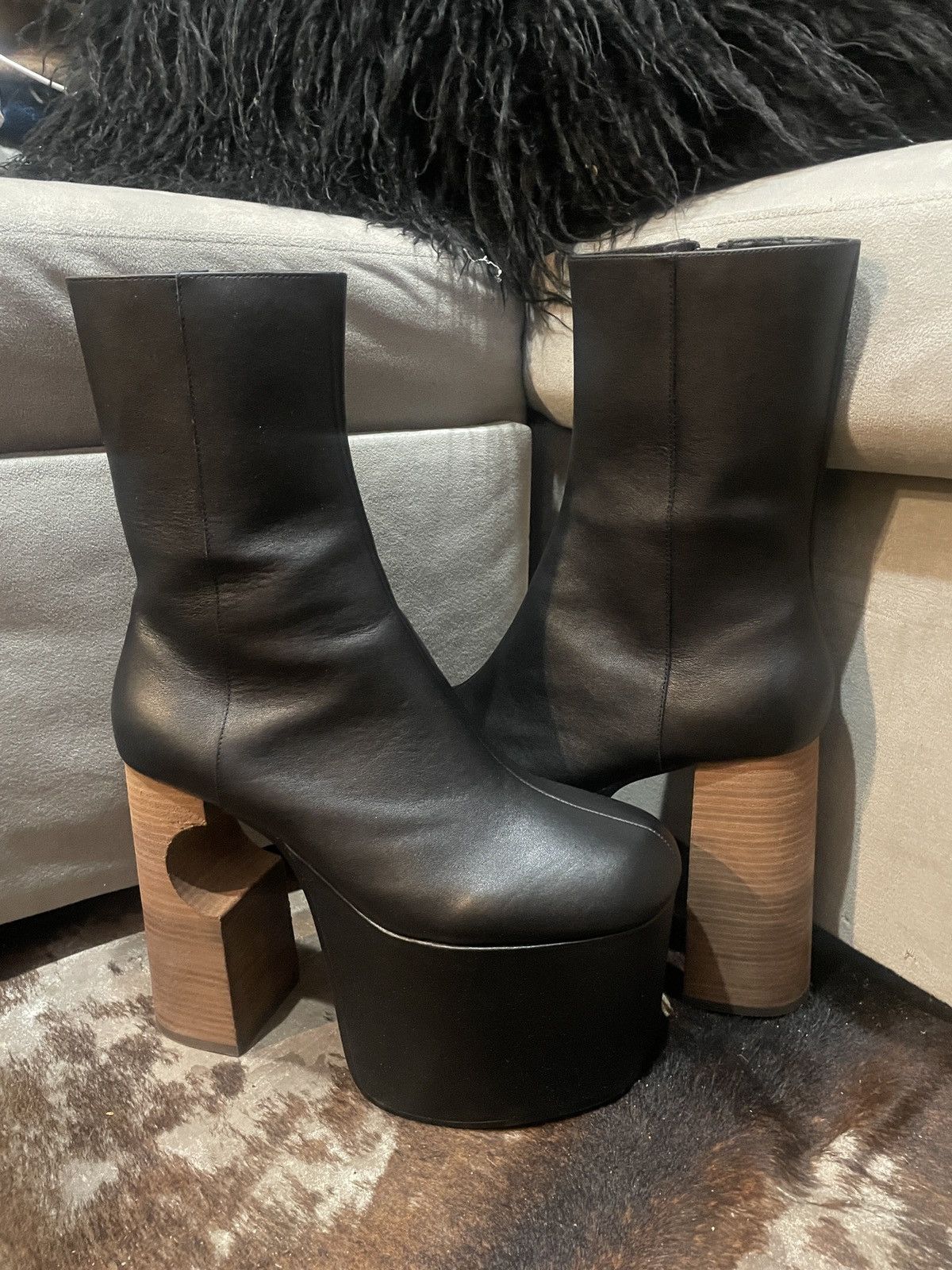 Other Syro Black Leather Platform Heel Boots Size US 11 / EU 44 - 1 Thumbnail