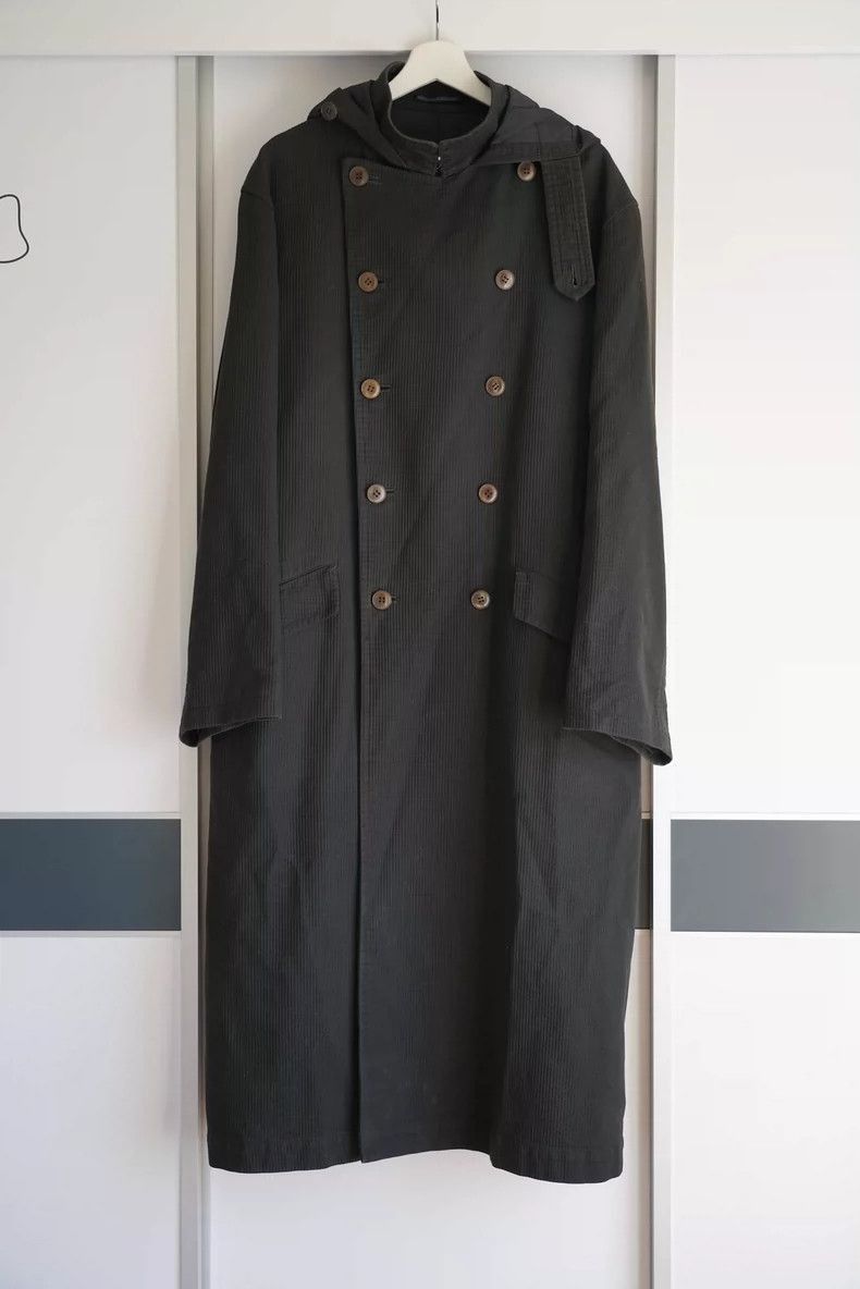 Yohji Yamamoto Yohji Yamamoto Yohji Yamamoto Double-Breasted Hooded Coat Size US M / EU 48-50 / 2 - 1 Thumbnail